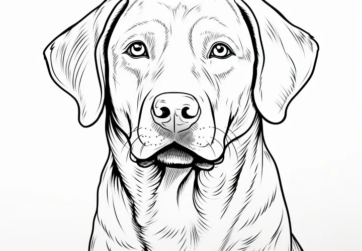 Labrador dulce: ¡Dibujo para colorear de perro gratis para descargar