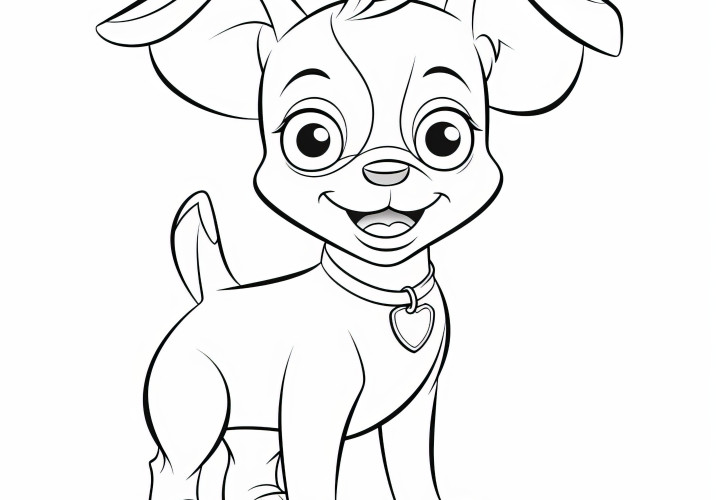 Perro cute: Dibujo para colorear sencillo para niños (Gratis)