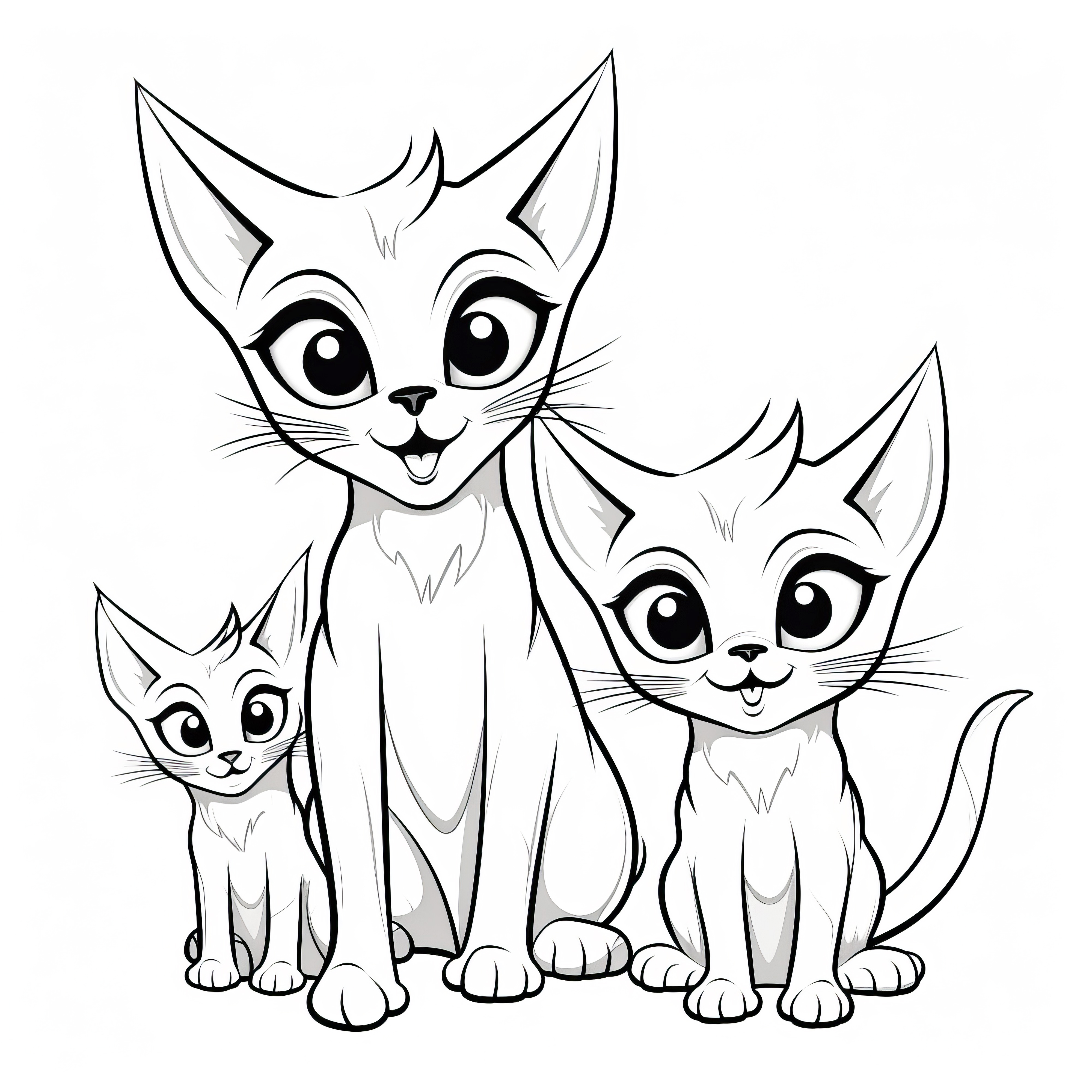 Trois chatons espiègles : image à colorier gratuitement