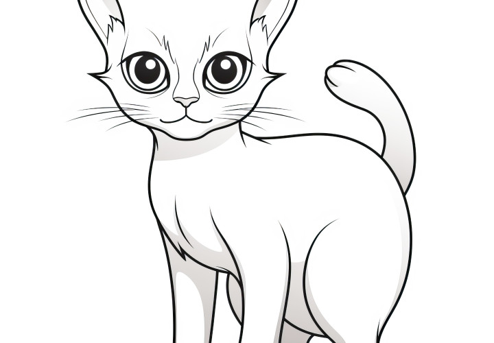 Chat au pelage lisse : Image à colorier gratuite à télécharger