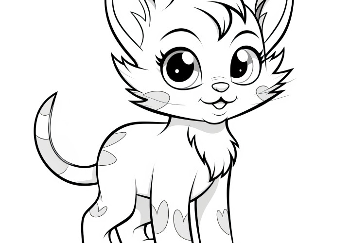 Petit chat mignon à colorier : Téléchargement gratuit