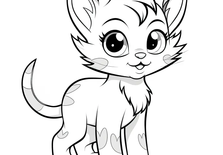 Pequeño gatito adorable para colorear: Descarga gratuita