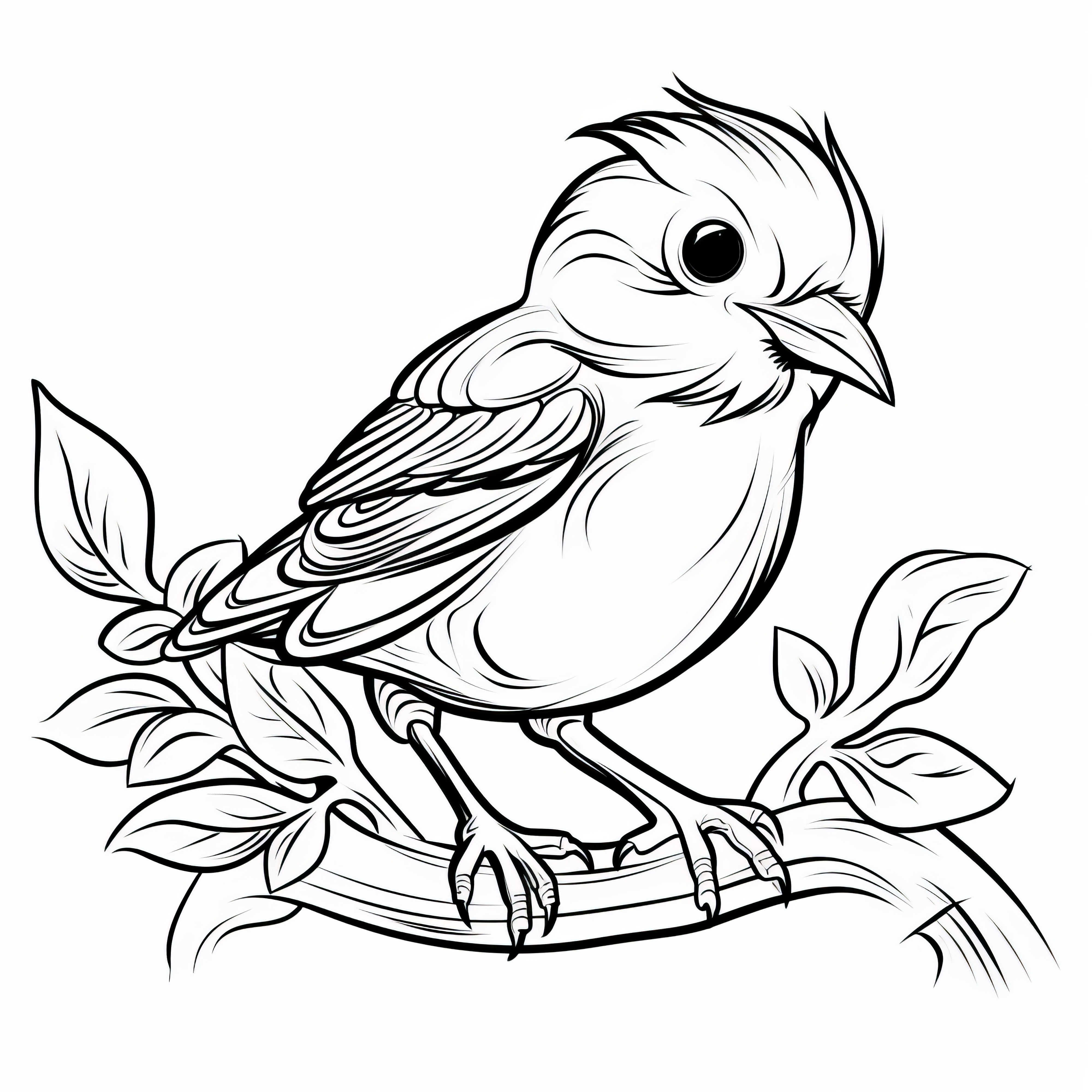 Petit oiseau mignon sur une branche : téléchargez gratuitement l'image à colorier