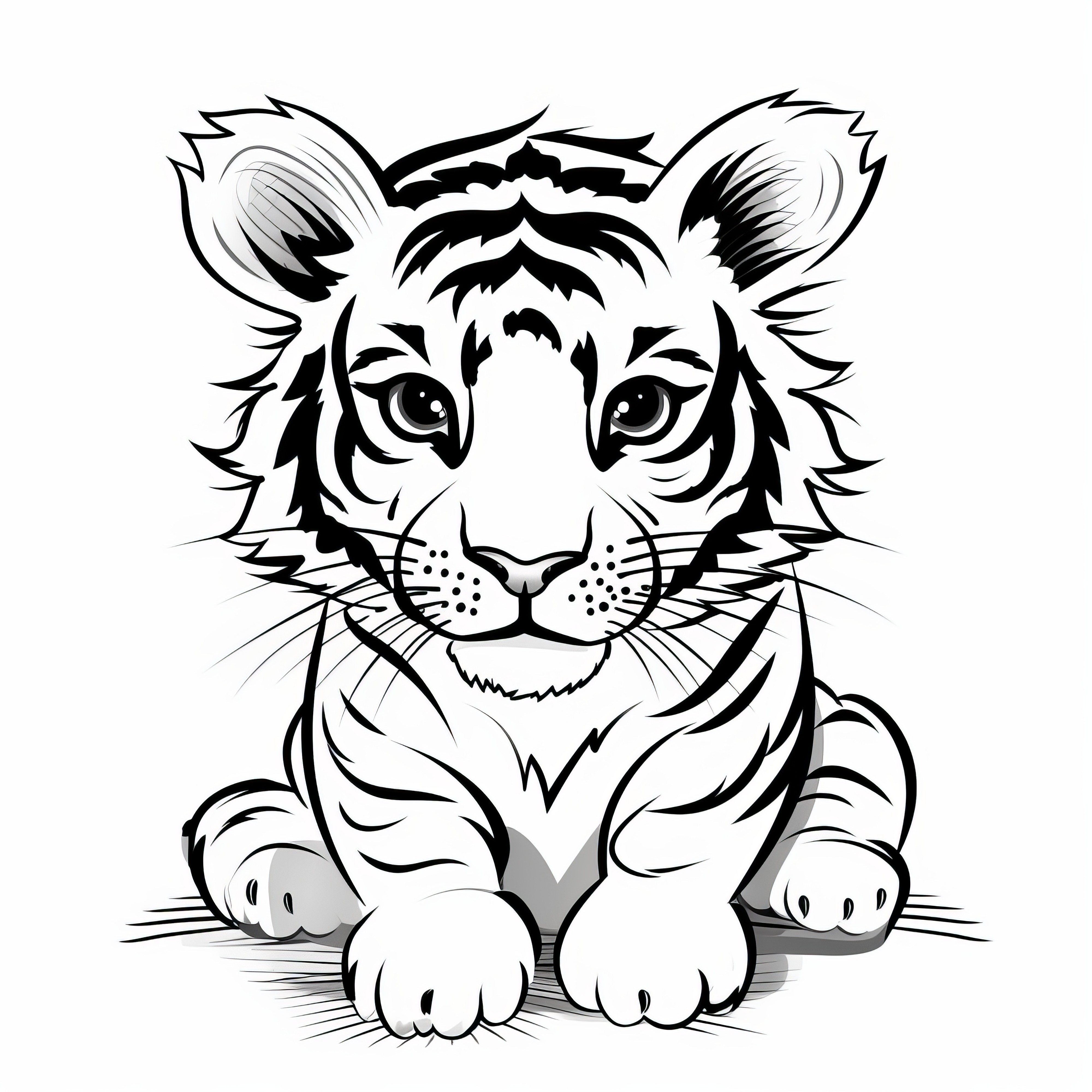 Petit bébé tigre : Téléchargez gratuitement une adorable coloriage pour enfants