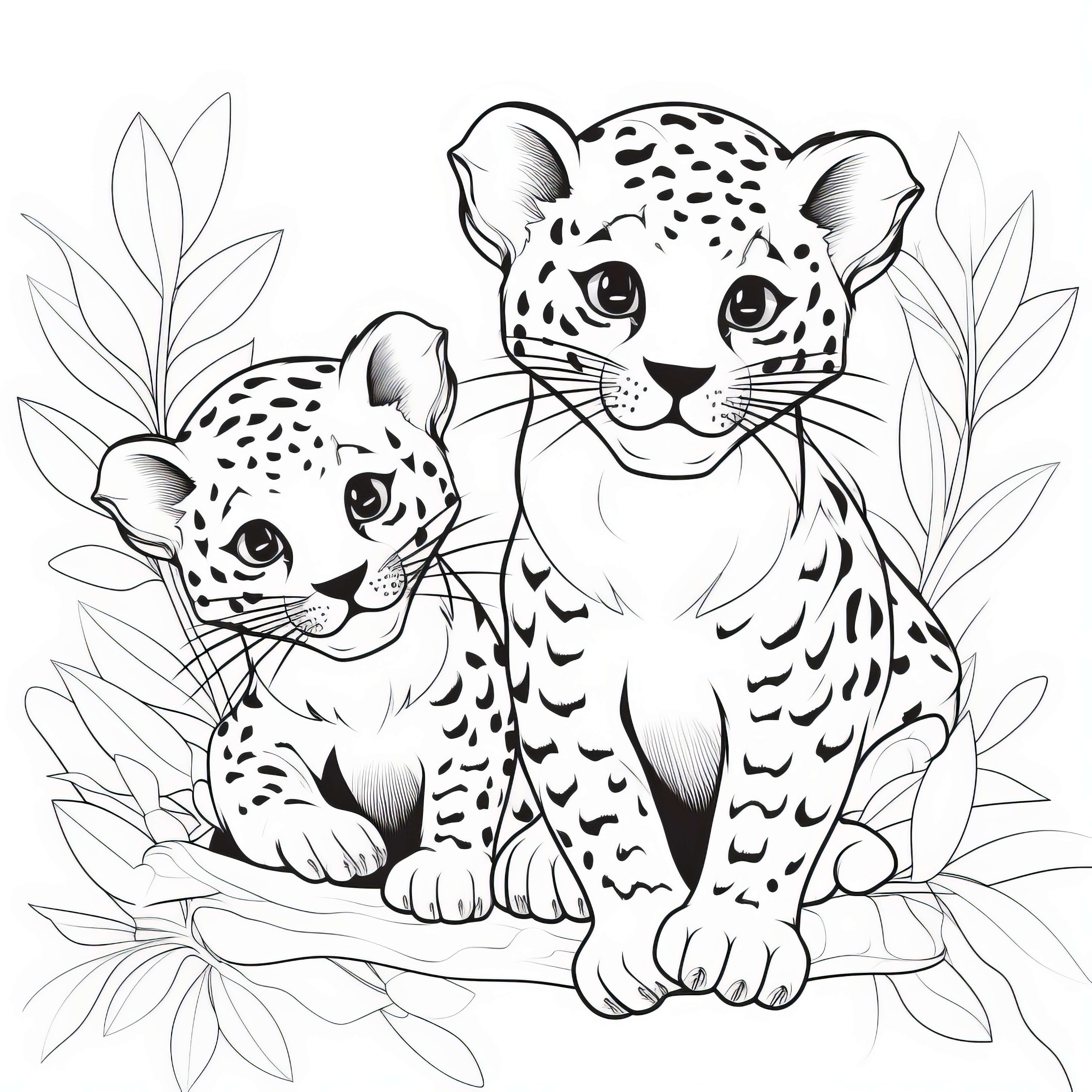 Jonge dieren om in te kleuren (gratis): Twee schattige cheeta-baby's