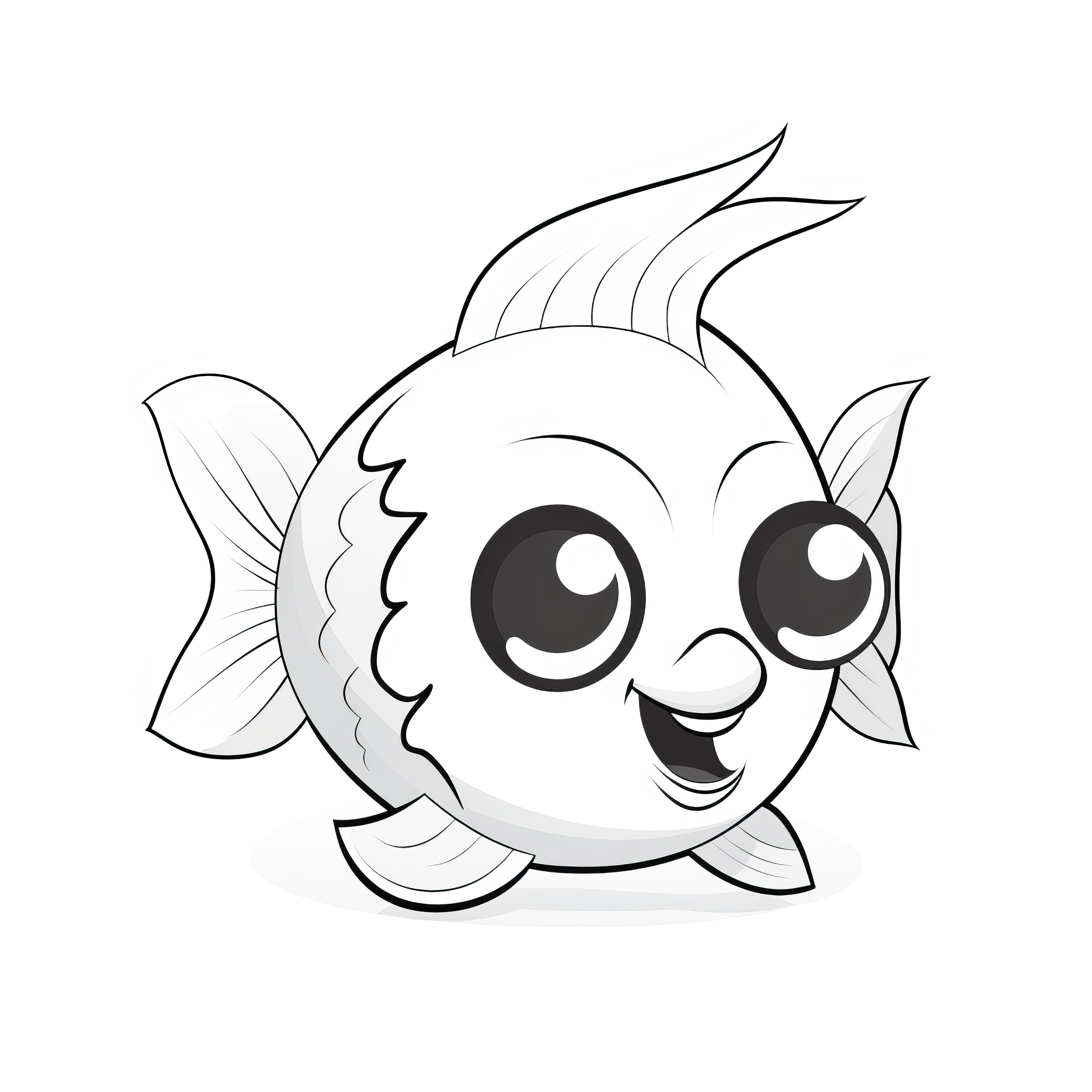 Petit poisson-globe mignon pour une page à colorier (gratuite)