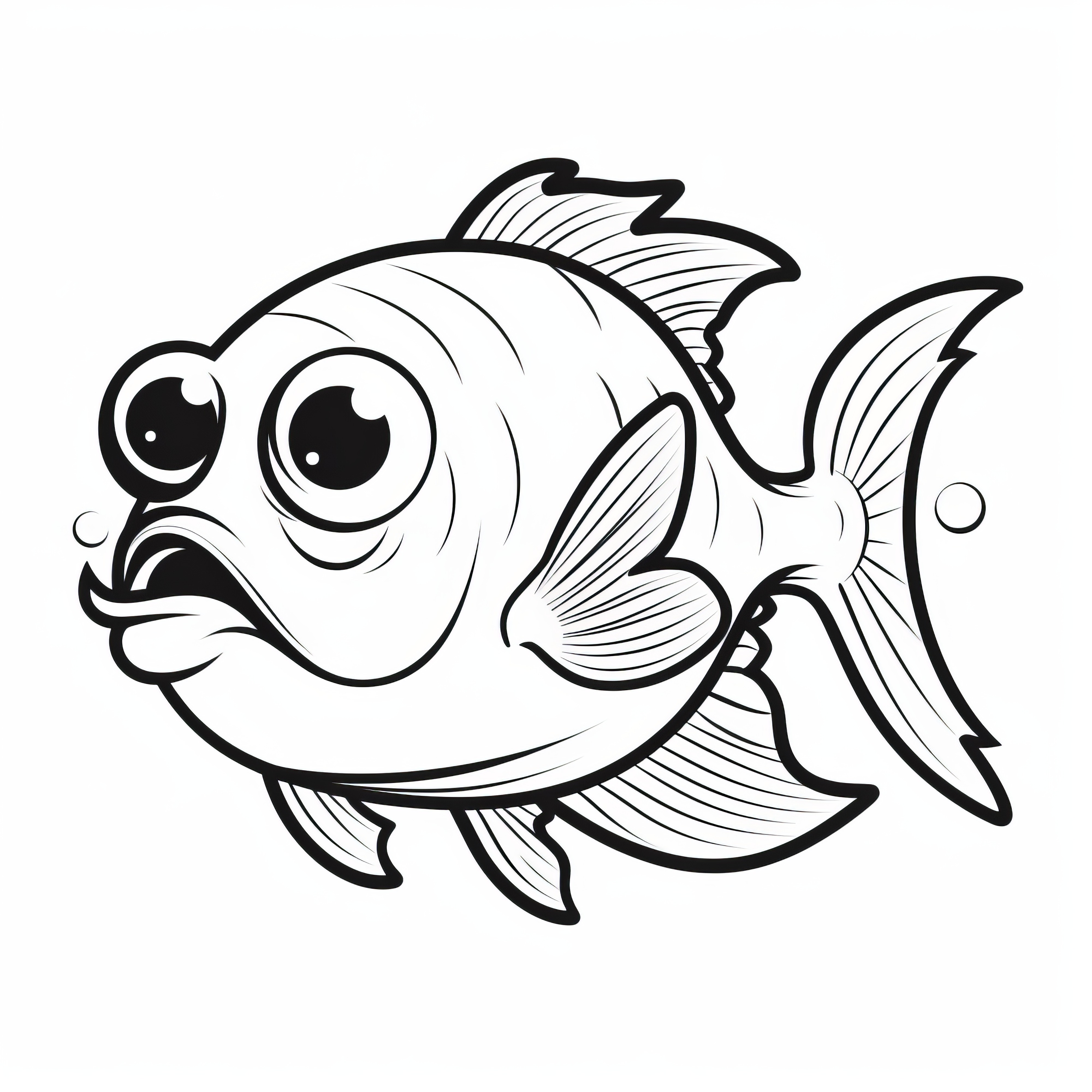 Poisson mignon aux grands yeux ronds : Modèle de coloriage facile pour les enfants (Gratuit)