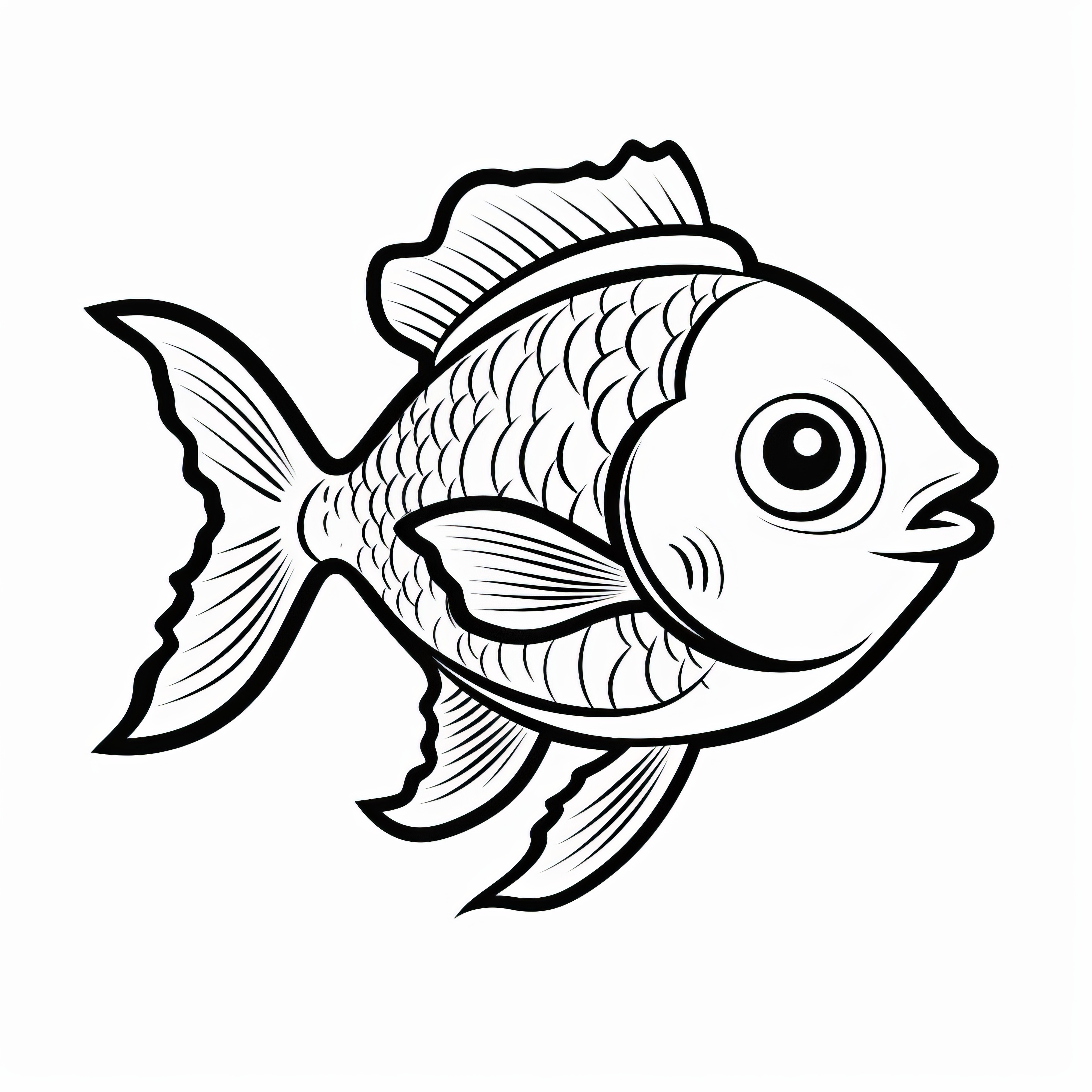 Poisson rond avec nageoire dorsale large : Coloriage simple pour enfants (Gratuit)