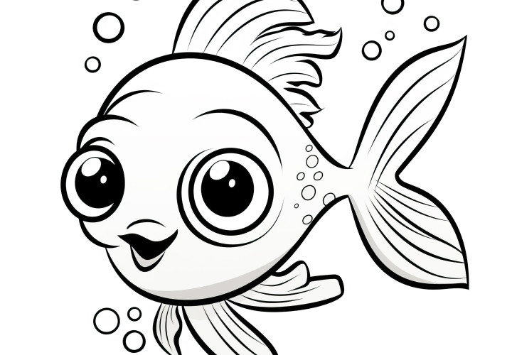 Joli petit poisson : Modèle de coloriage facile pour les enfants (Gratuit)