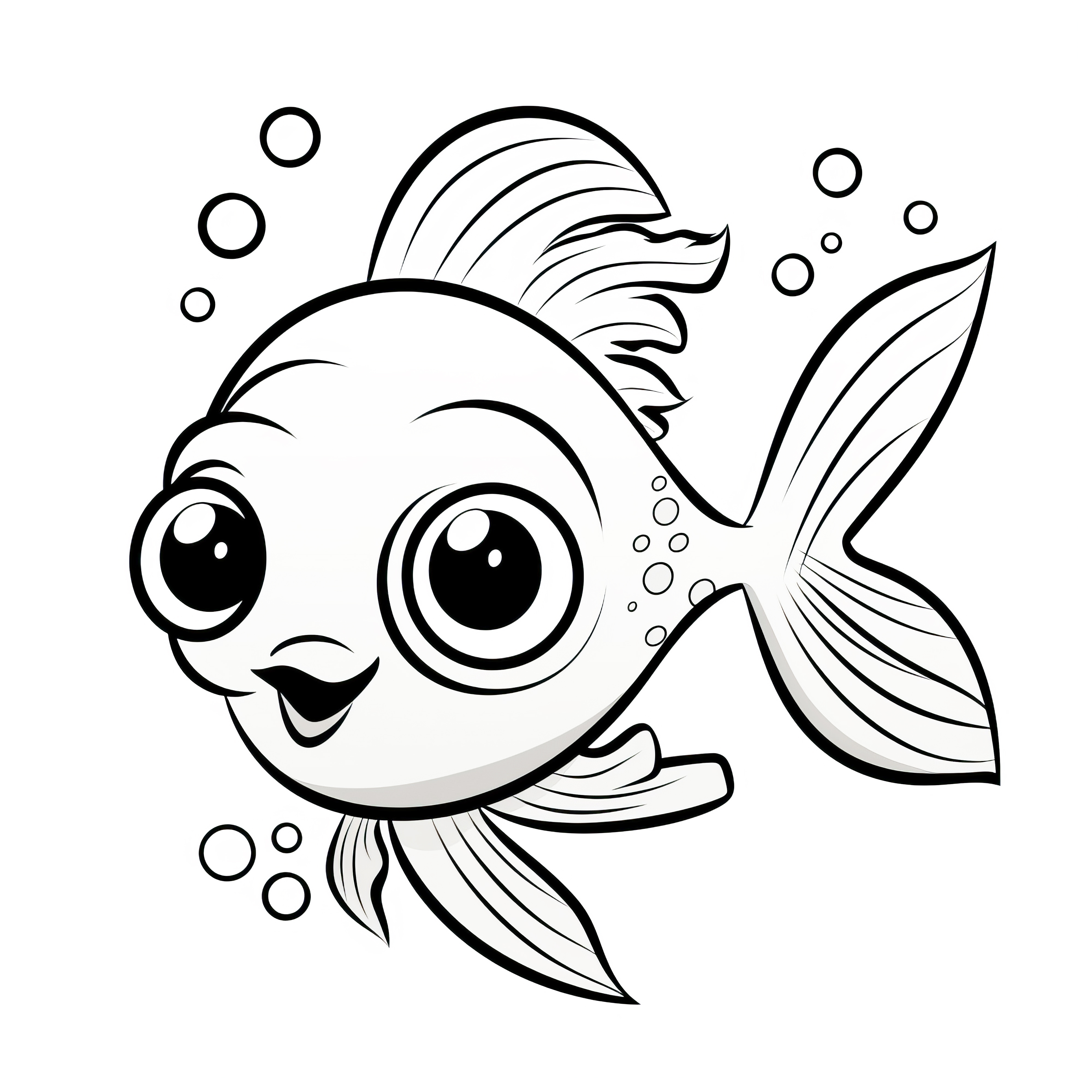 Poisson mignon: Modèle de coloriage simple pour enfants (Gratuit)