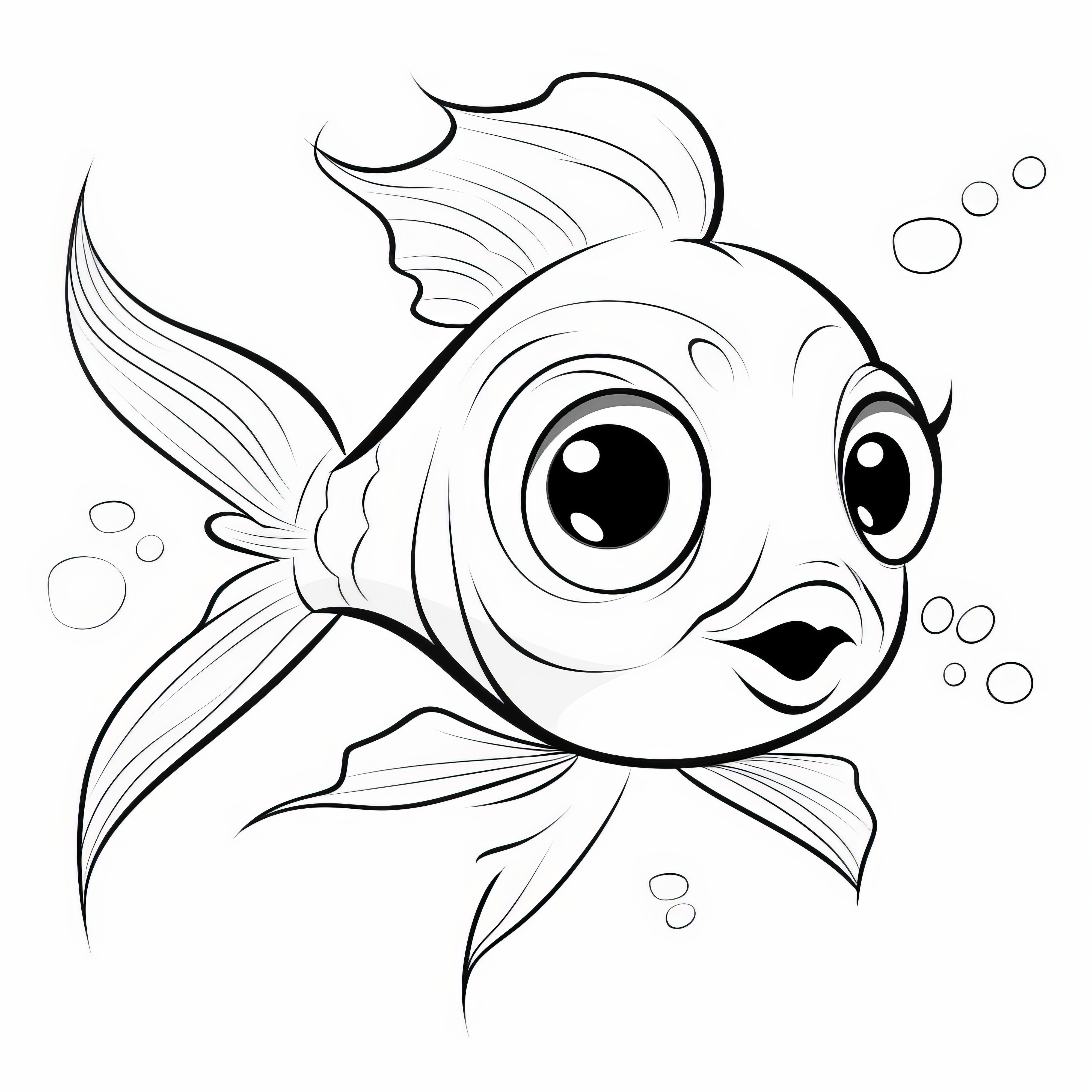 Dame poisson joyeuse : Coloriage simple pour enfants (Gratuit)