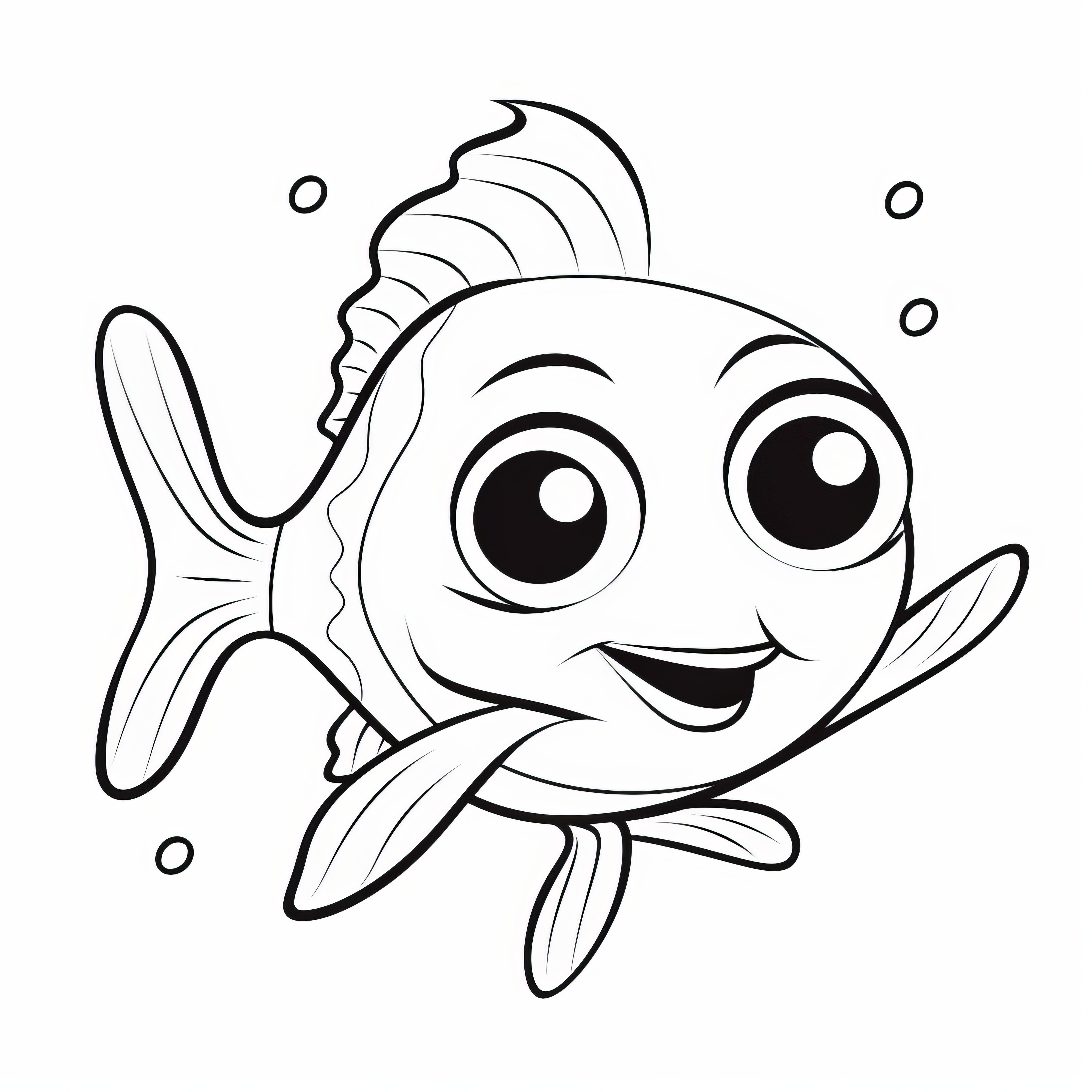 Poisson agitant joyeusement : Modèle de coloriage simple pour enfants (Gratuit)