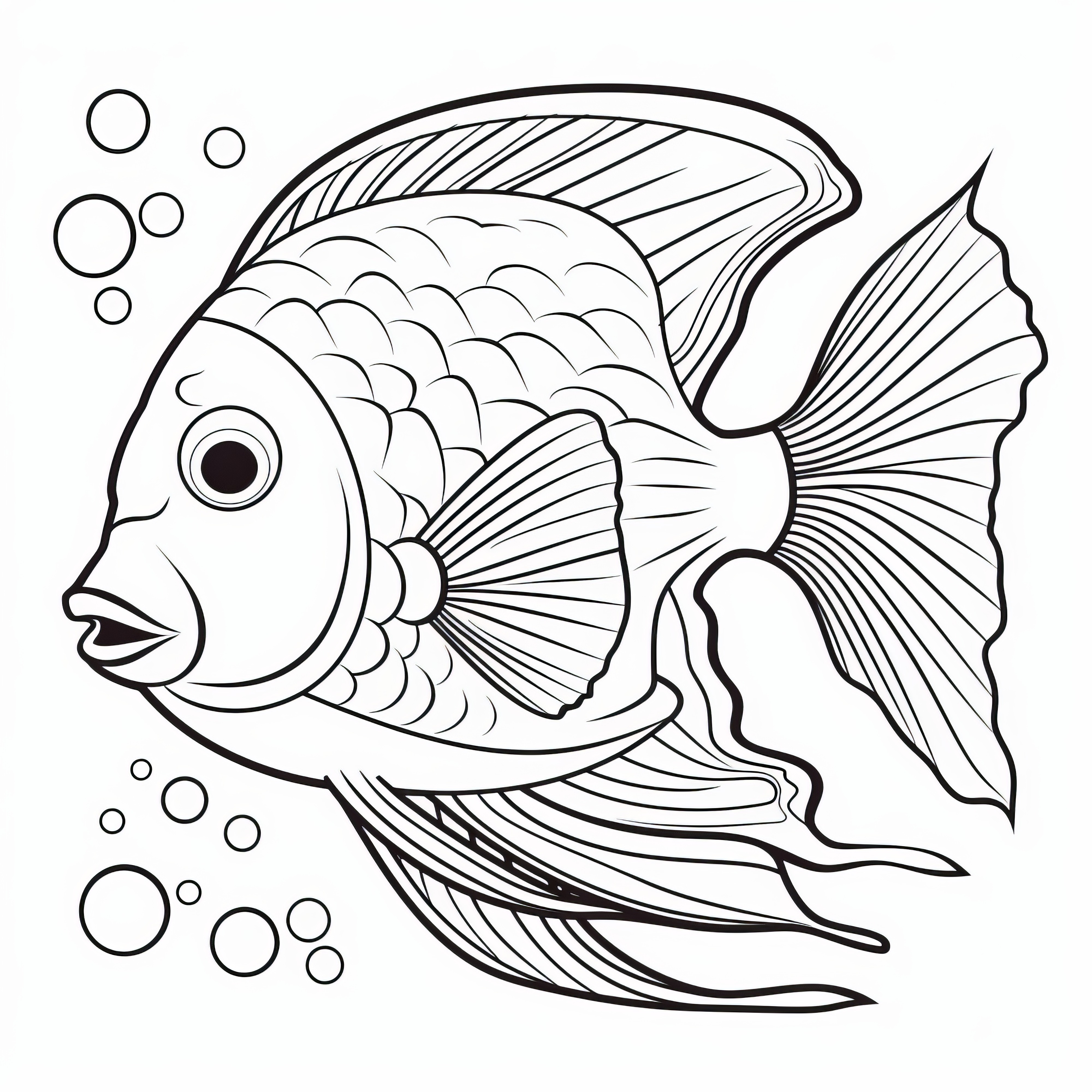 Beau poisson coloré avec des bulles d'air : Coloriage à télécharger gratuitement