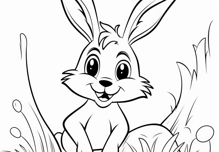 Friendly Easter Bunny: Simple coloring page for children (Free)