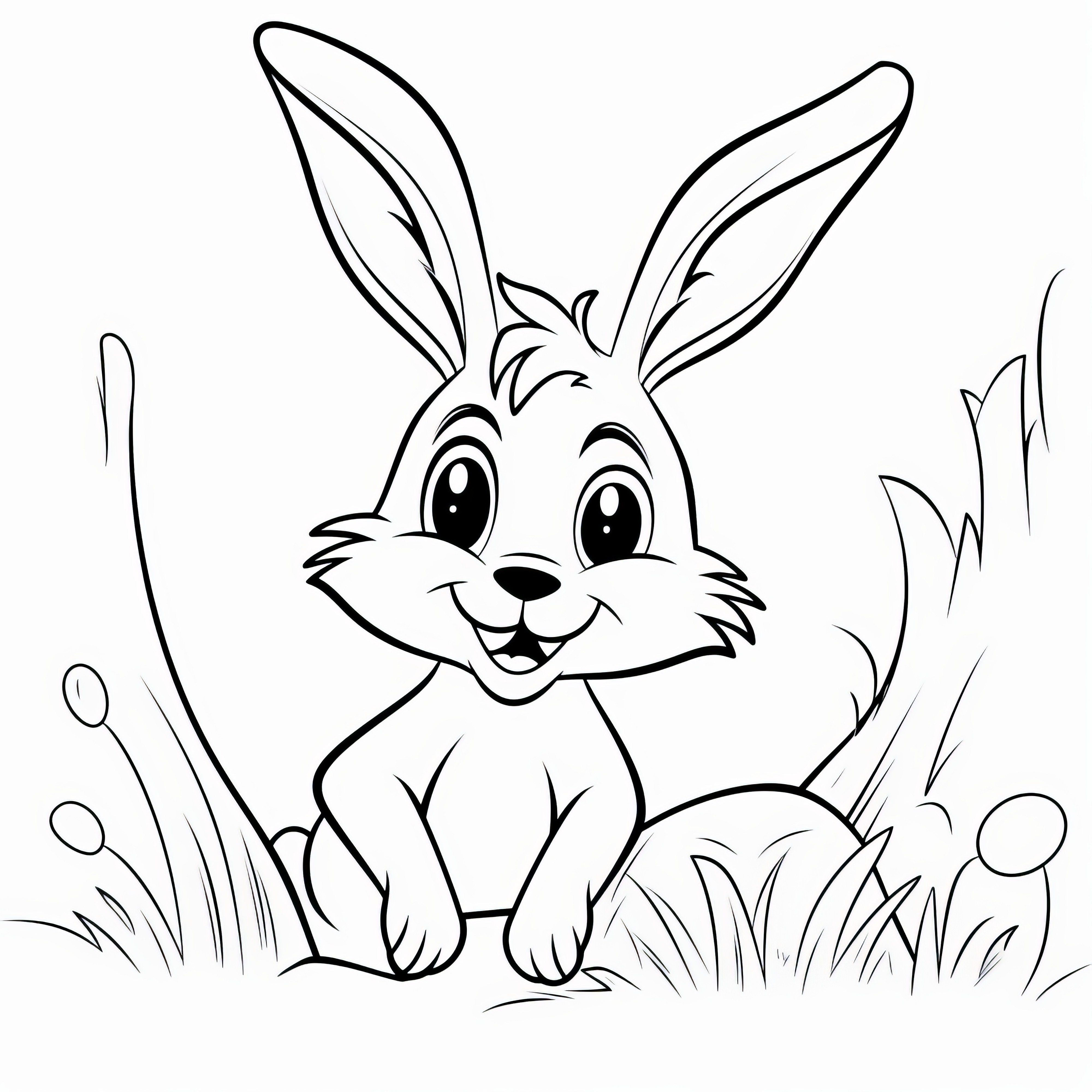 Friendly Easter Bunny: Simple coloring template for children (Free)