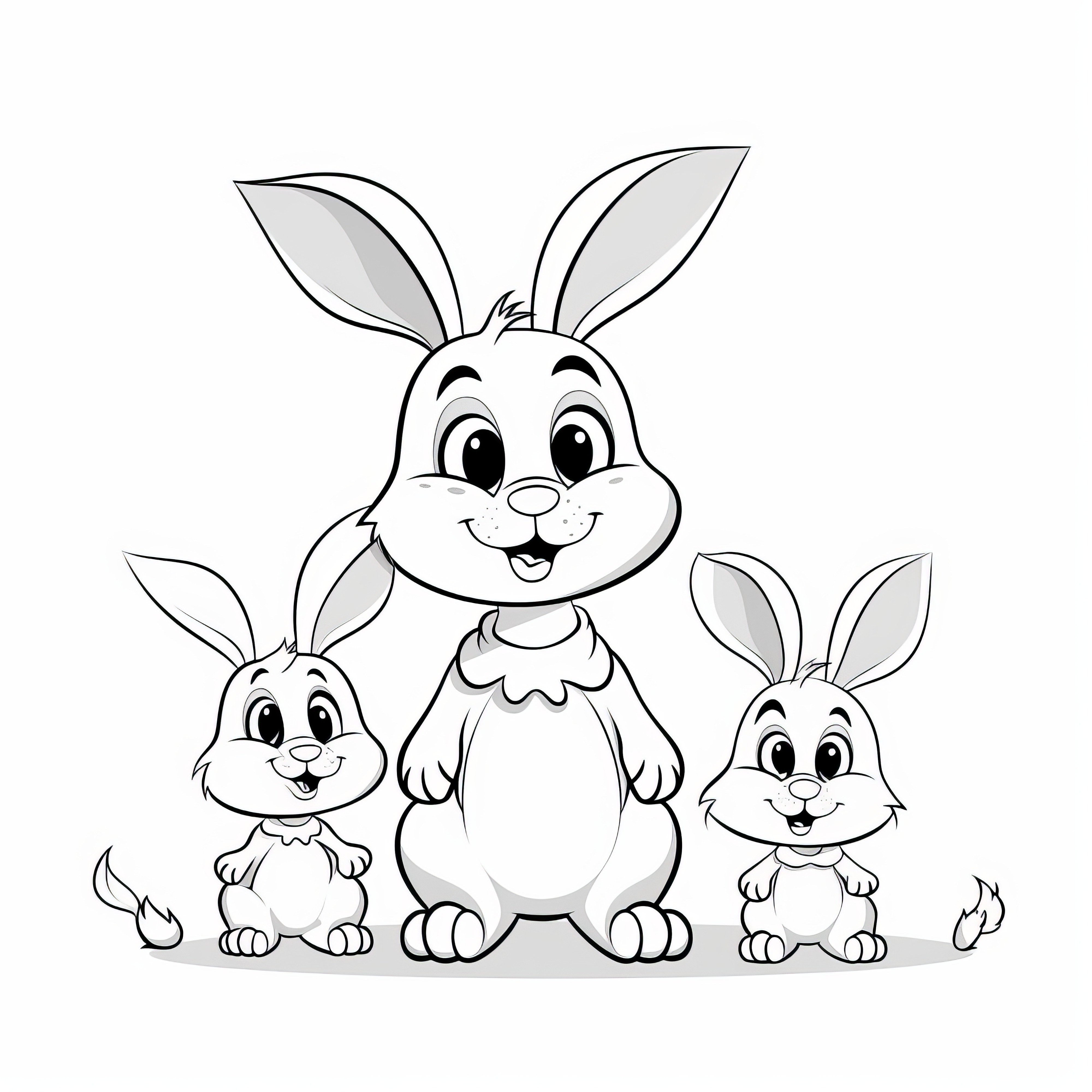 Funny Easter Bunny Family: Easter picture to color (Free)