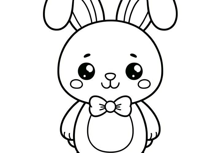 Mignon petit lapin de Pâques : Modèle de coloriage simple pour enfants (Gratuit)