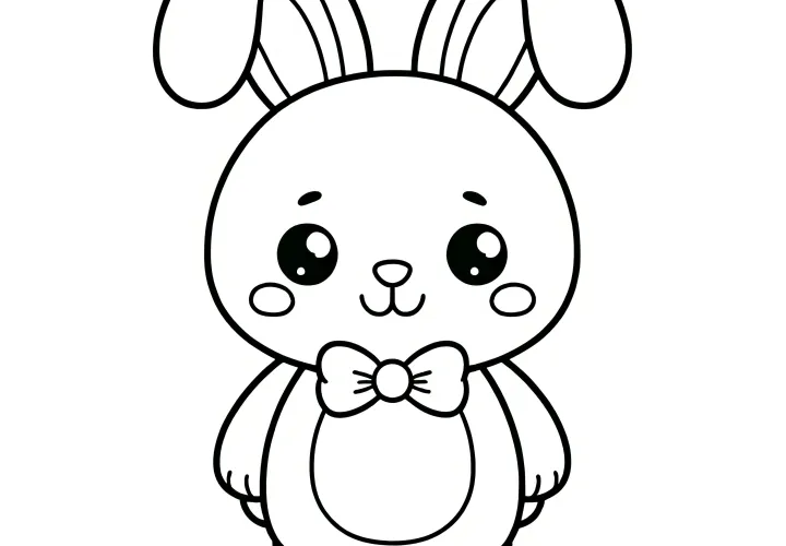 Mignon petit lapin de Pâques : Modèle de coloriage simple pour enfants (Gratuit)