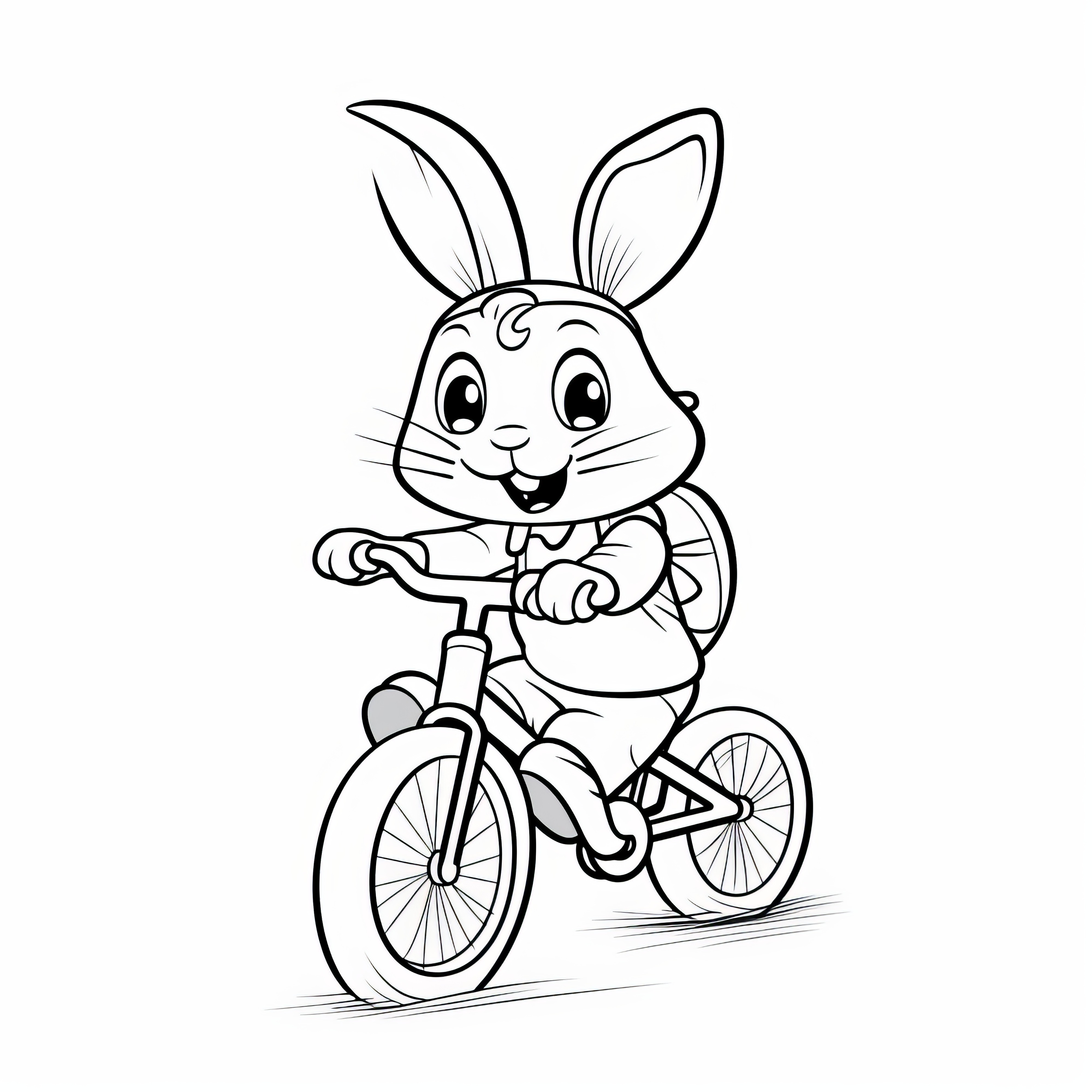 Lapin de Pâques à vélo : Coloriage simple pour enfants (Gratuit)