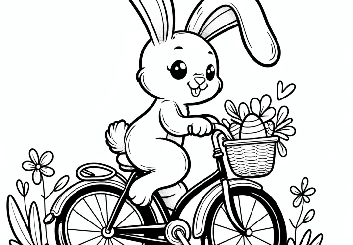 Little Easter bunny with a bike: Cute Easter picture to download (for free)