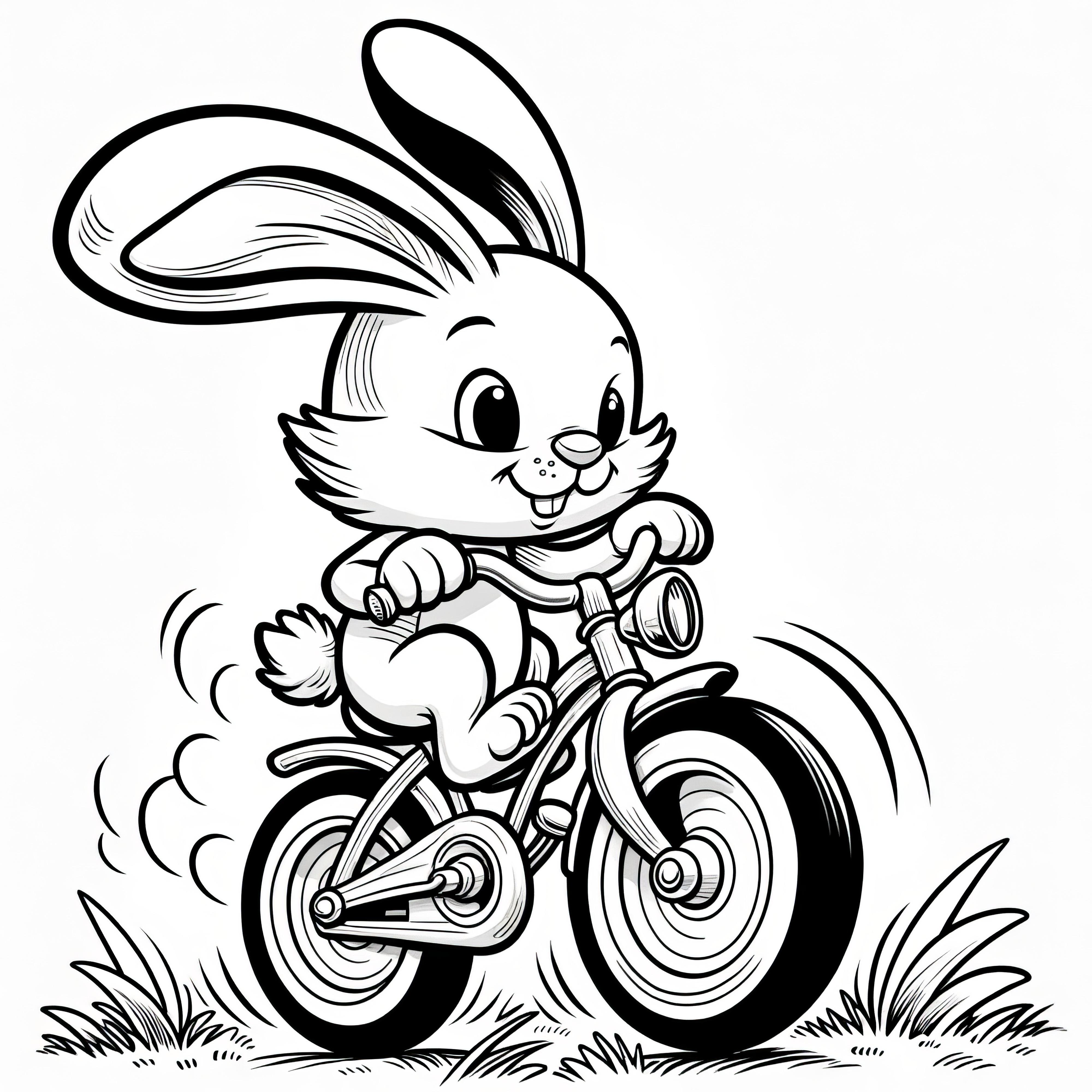 Lapin de Pâques en vélo fou : Coloriage à imprimer (Gratuit)