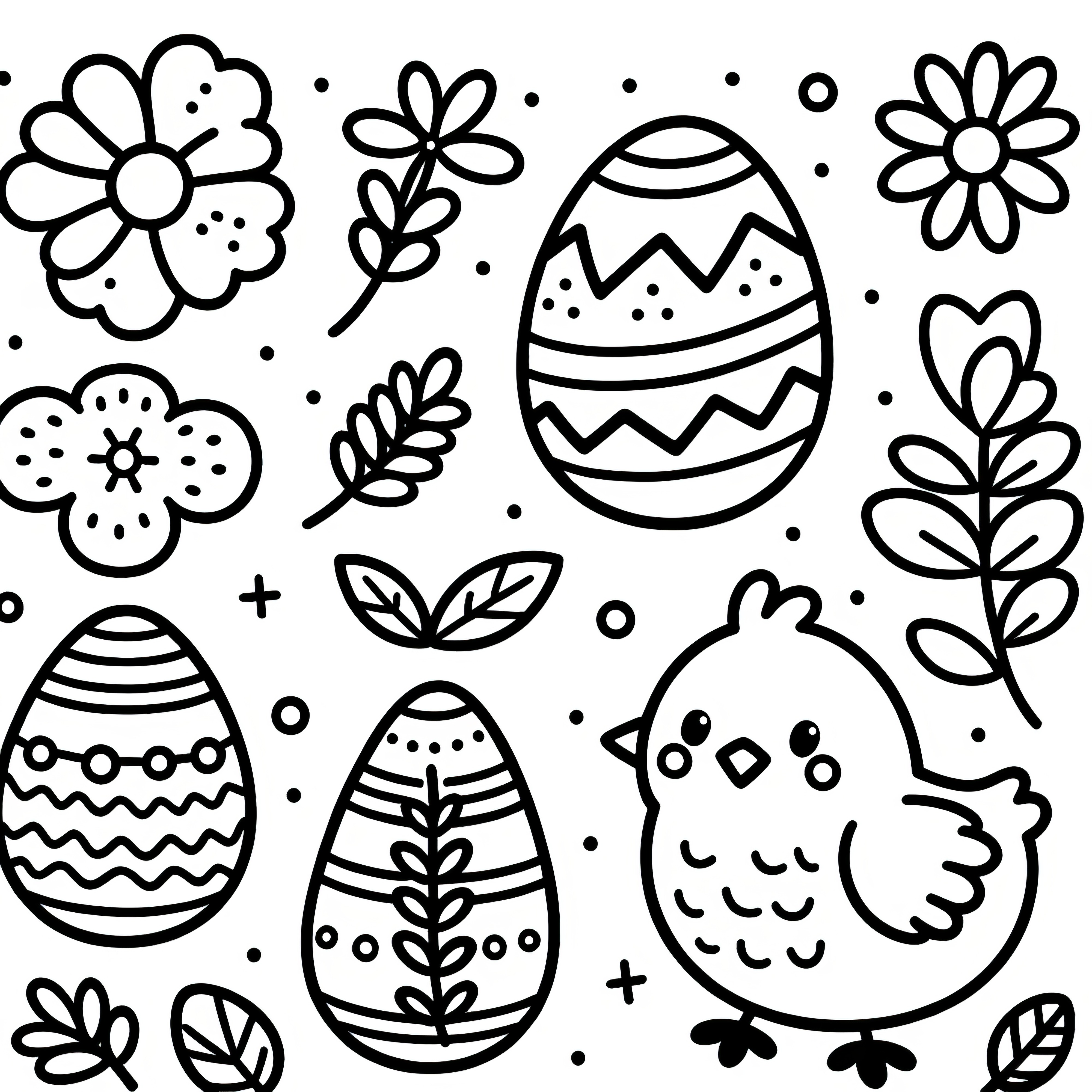 Dibujo de Pascua sencillo para colorear (Gratis)