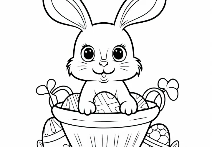 Easter basket and Easter bunny for coloring: Now available for download (free)