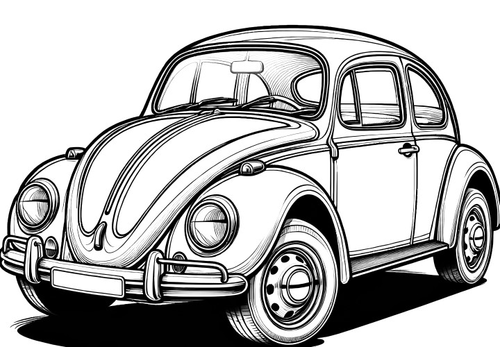 Clásico: Dibujo para colorear de un coche antiguo (Gratis)