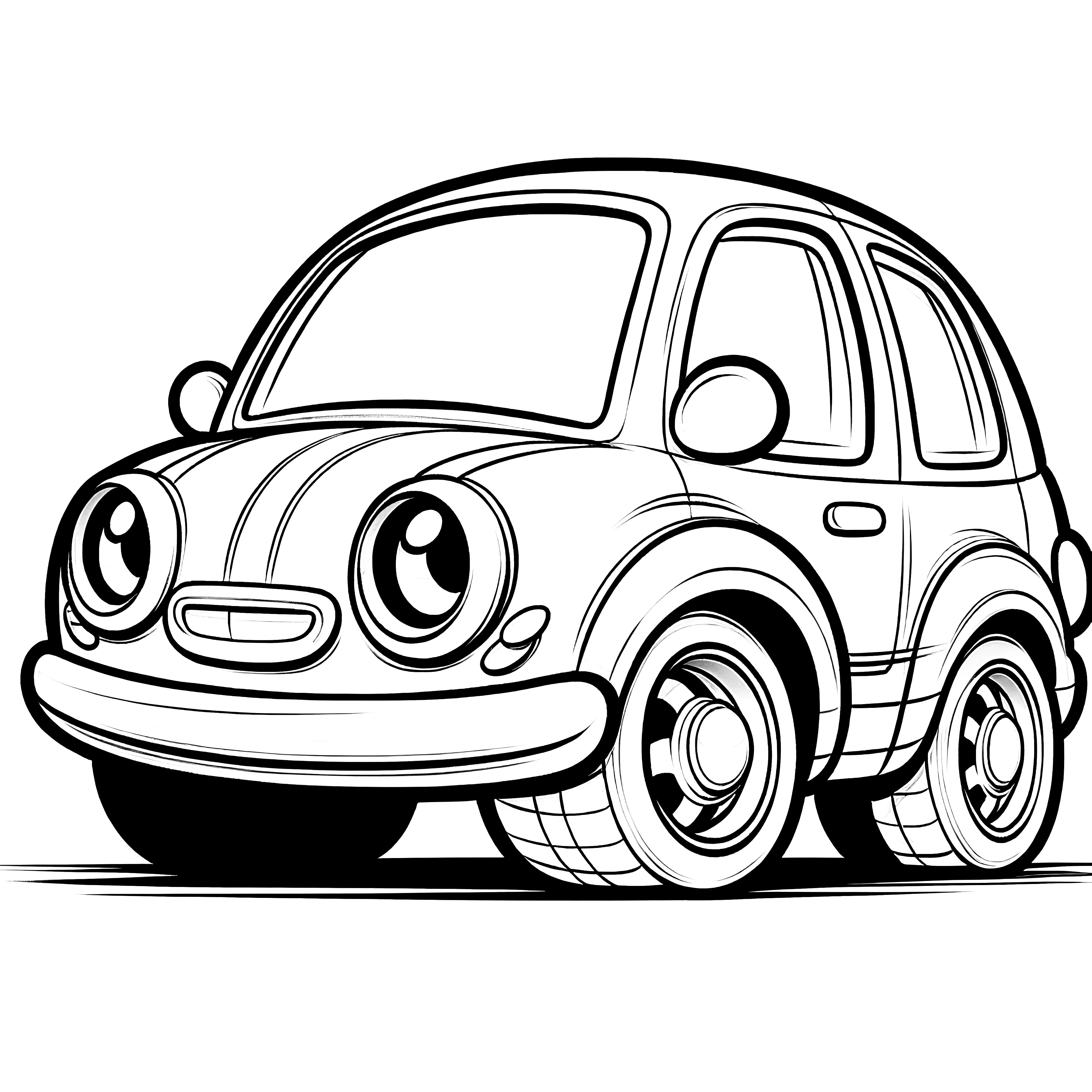 Voiture mignonne avec des yeux: Modèle de coloriage simple pour les enfants (Gratuit)