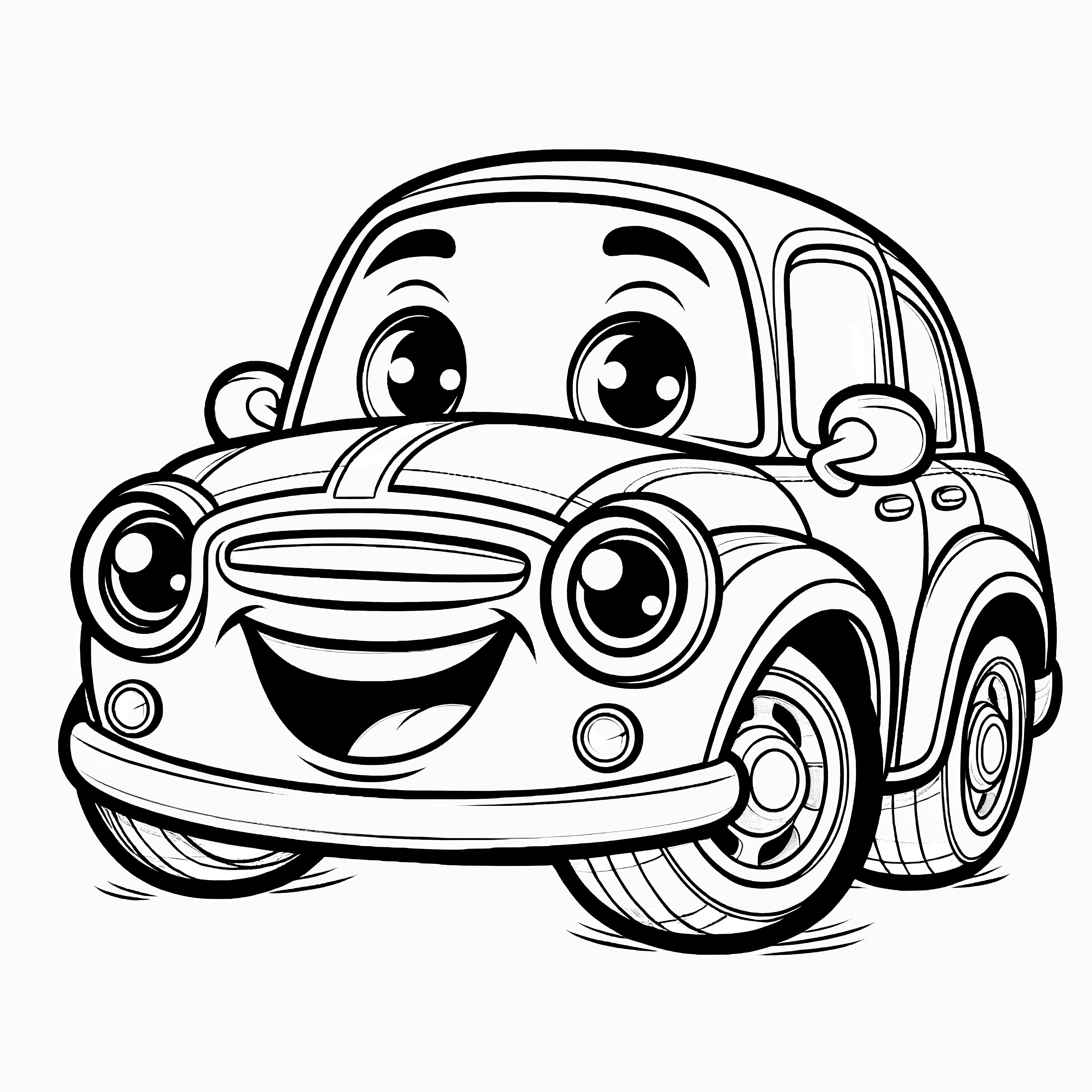 Laughing little car: Coloring picture for children (Free)