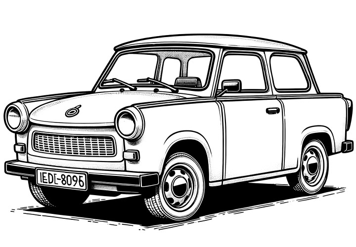 Classic Trabant as a coloring picture (Free)