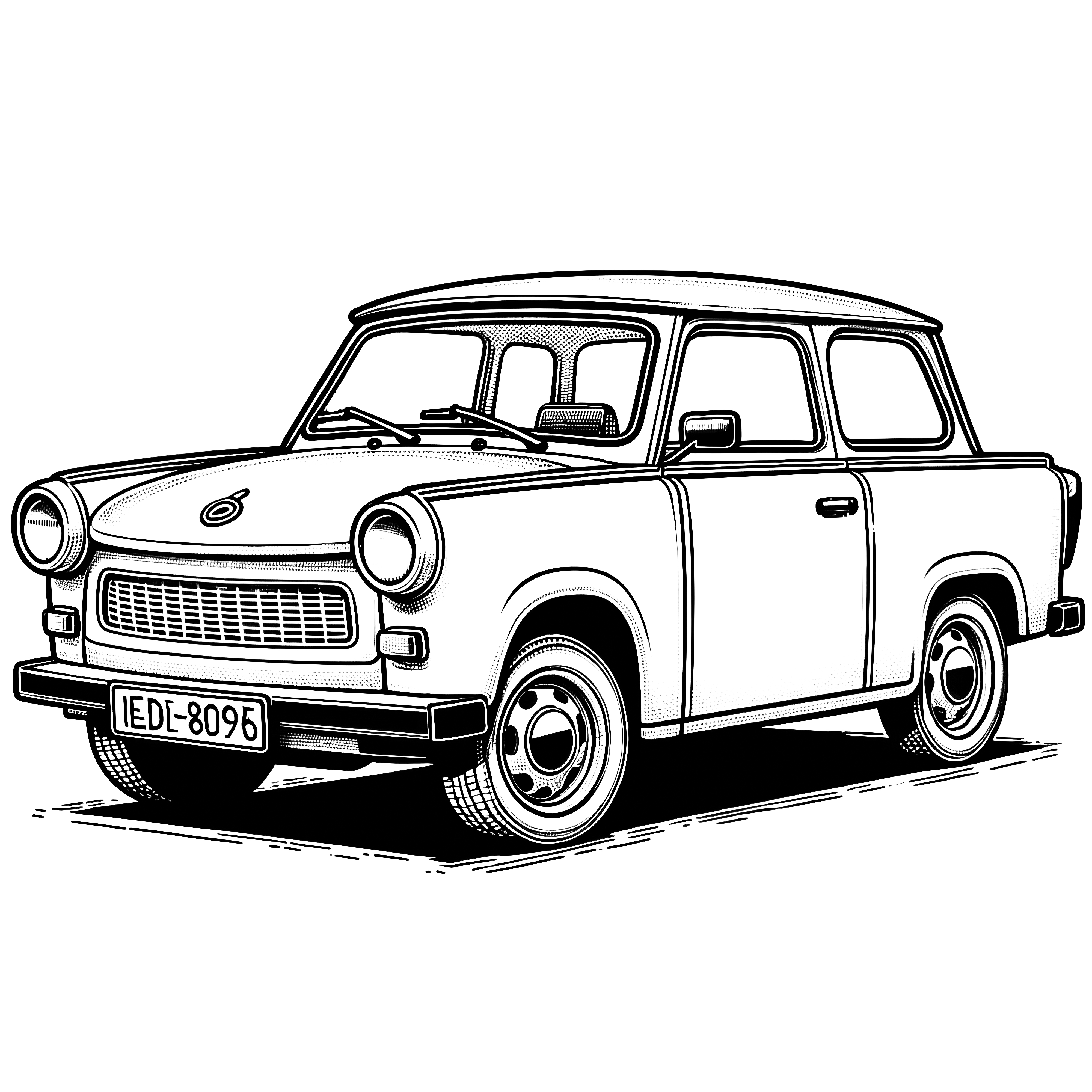 Gambar Trabant klasik untuk diwarnai (Gratis)