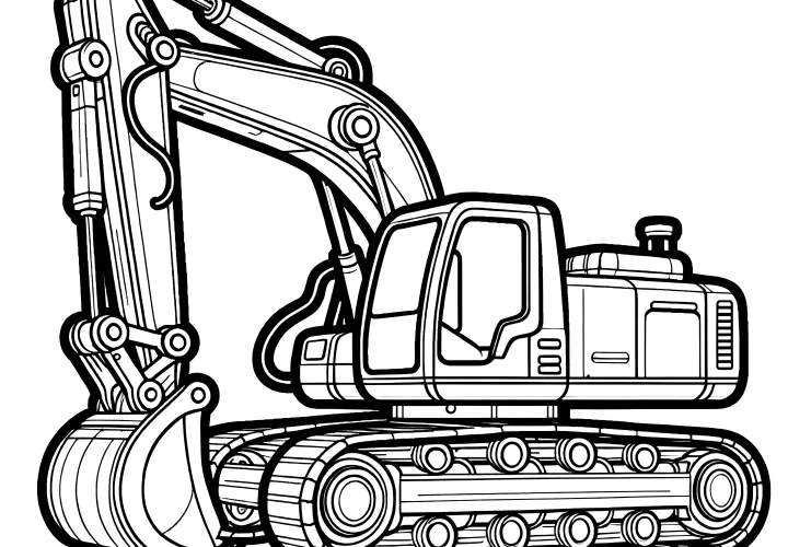 Excavator for coloring: Simple coloring template (Free)