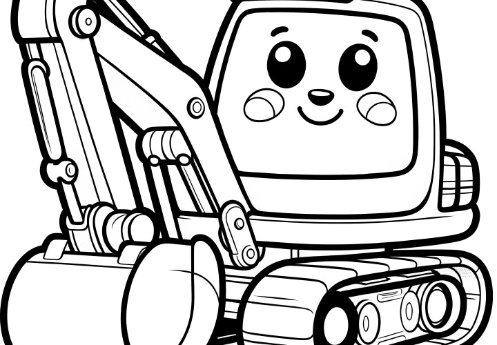 Cute excavator: Simple coloring picture for children (Free)