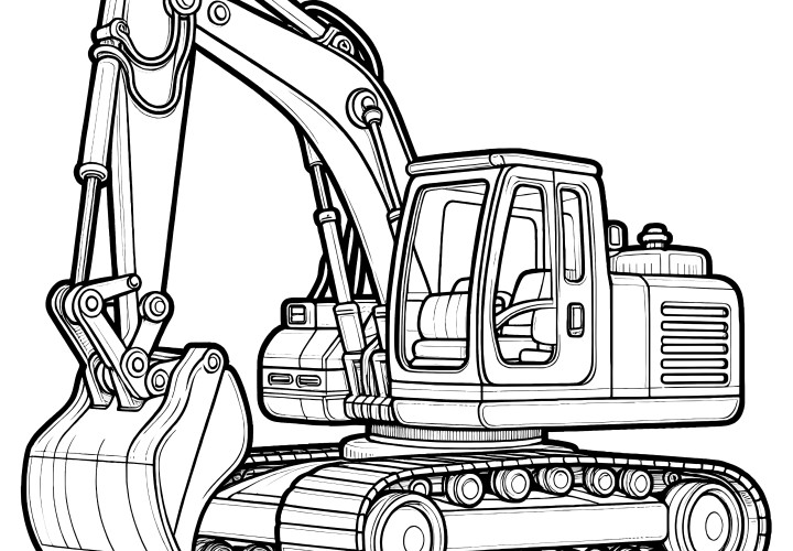 Escavadora clássica: Desenho para colorir para descarregar (gratuito)