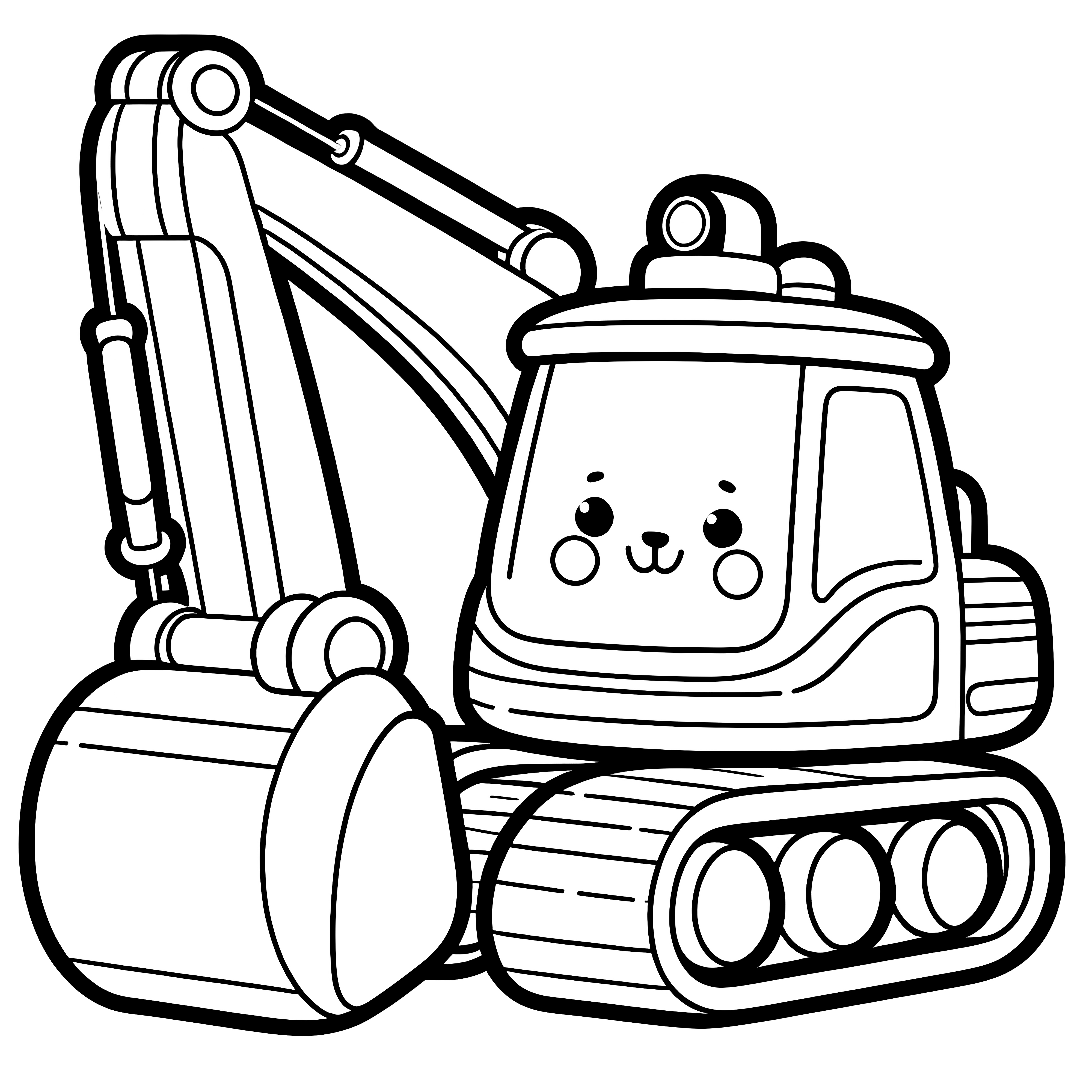 Excavator with face: Coloring picture for children (Free)