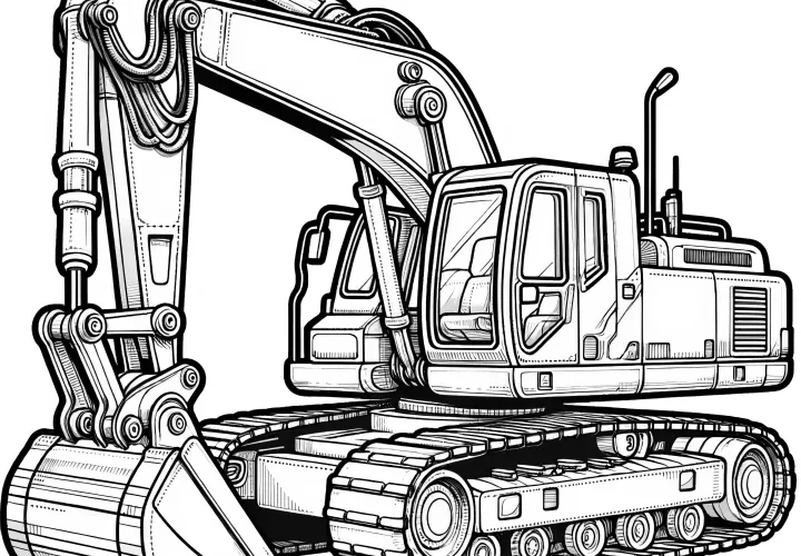 Excavator besar: Lembar mewarnai untuk diwarnai dan dicetak (Gratis)