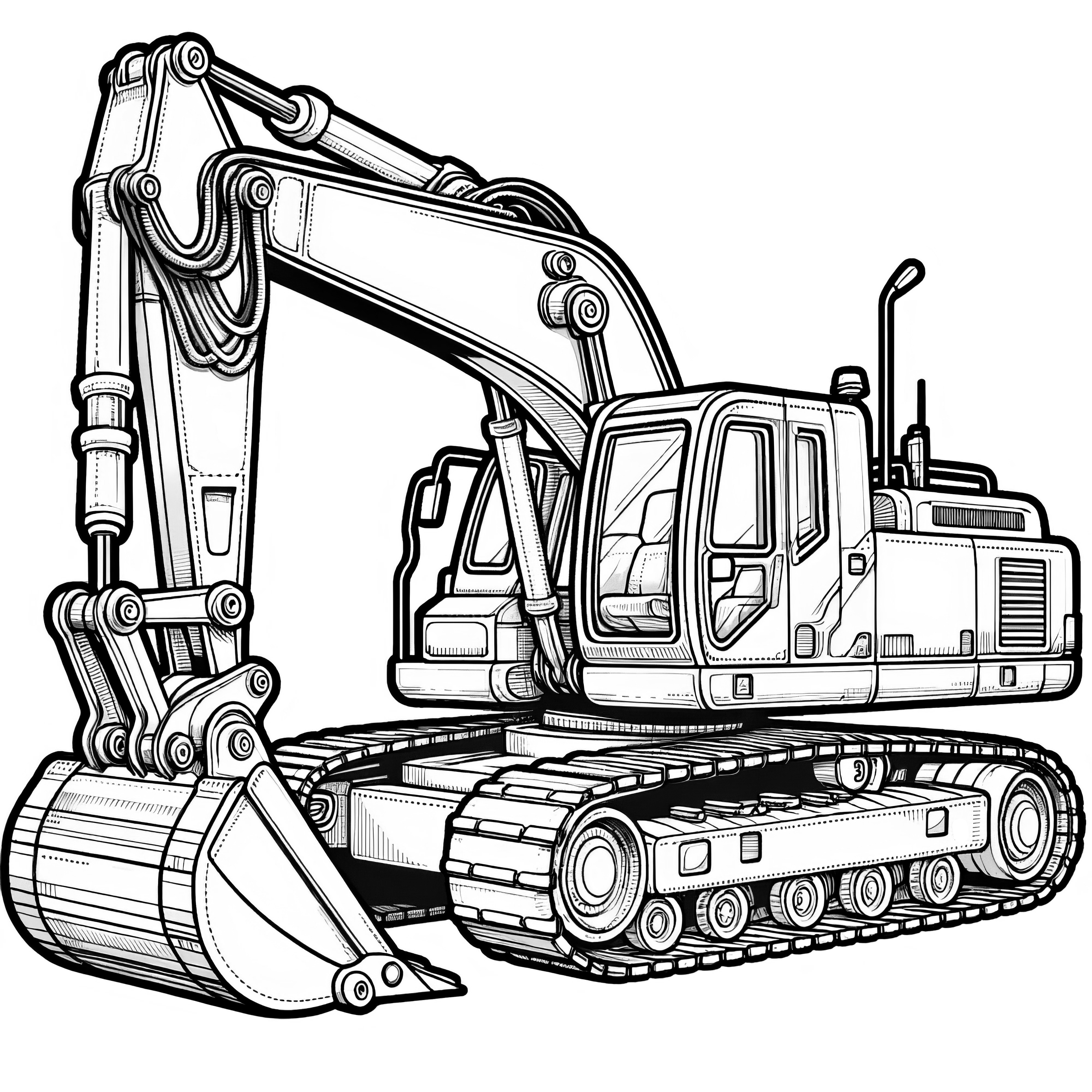 Excavator besar: Lembar gambar untuk diwarnai dan dicetak (Gratis)