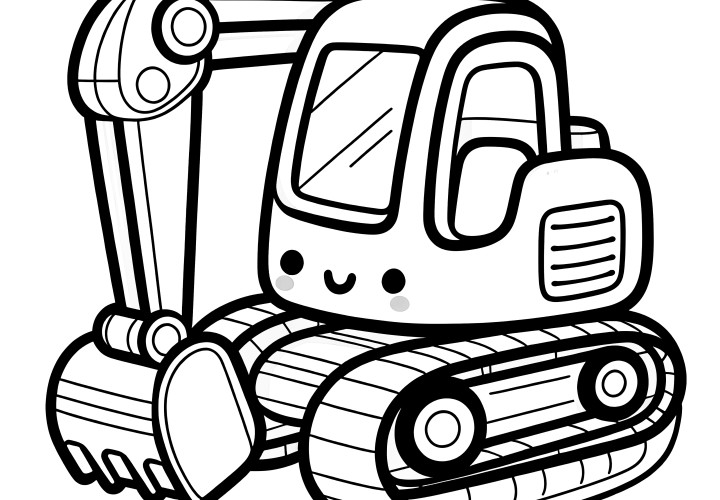 Small cute excavator: Picture for coloring for children (Free)