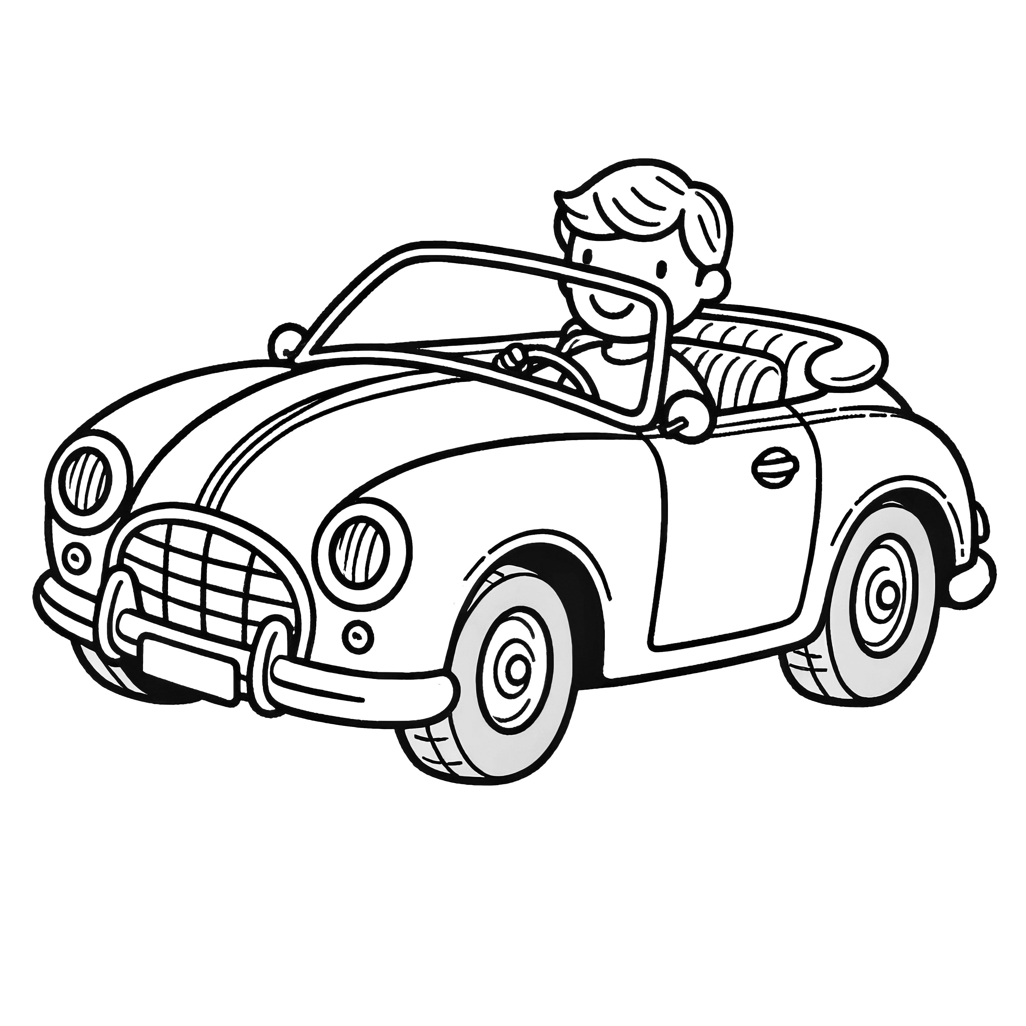 Petit cabriolet : Un coloriage simple pour les enfants (gratuit)