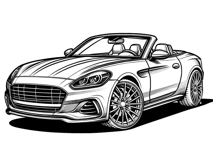 Stylish convertible: Coloring page for download (Free)