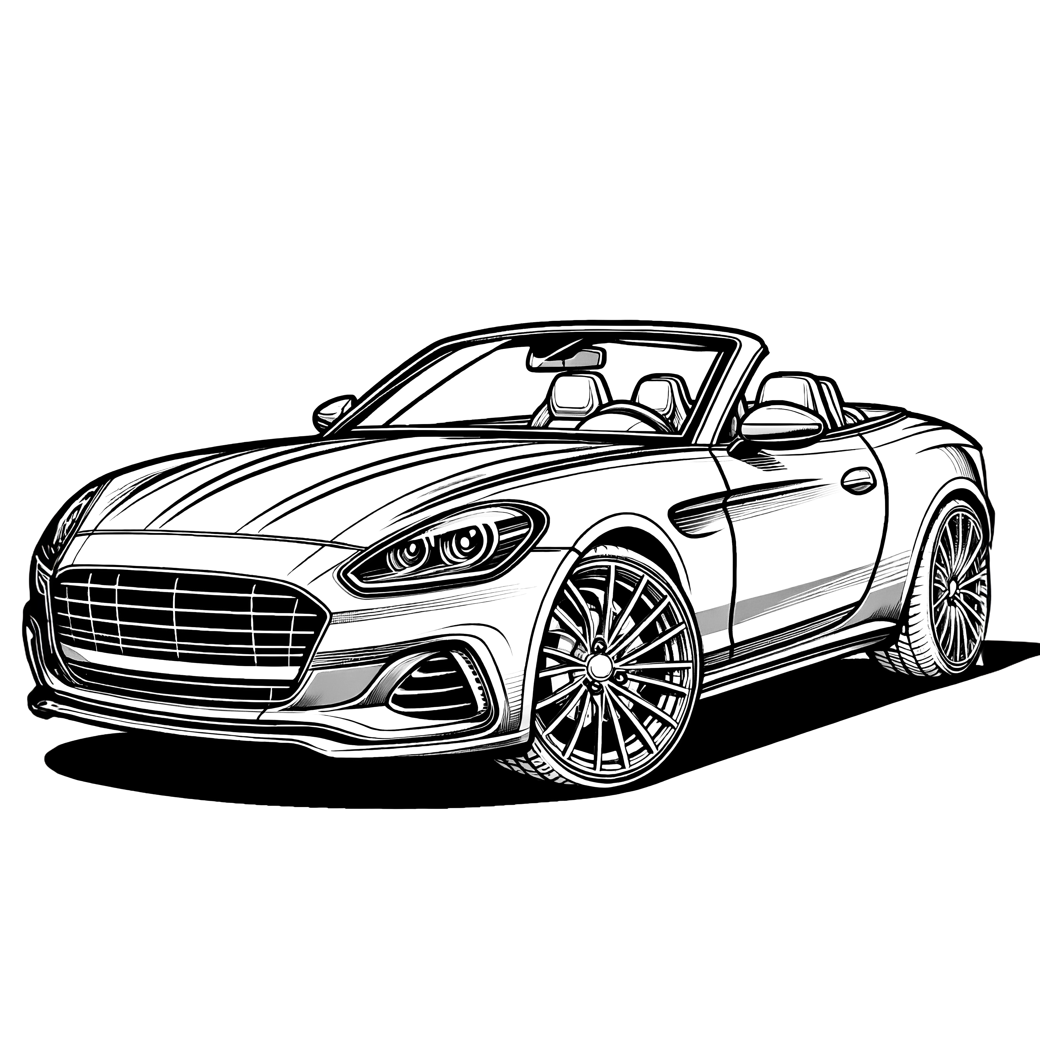 Stylish convertible: Coloring page for download (Free)