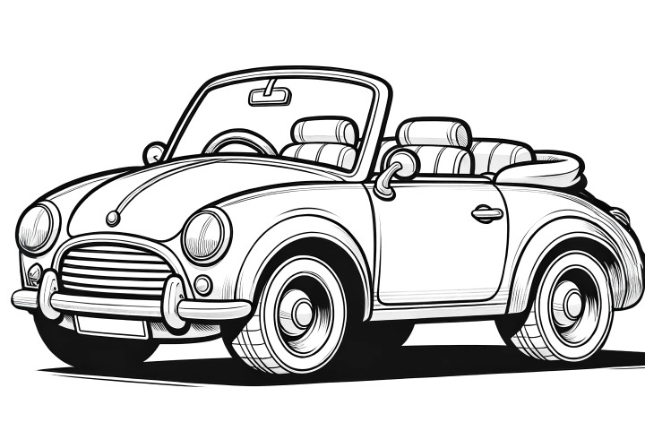 Mini Cabriolet : Modèle de coloriage simple à télécharger (gratuit)