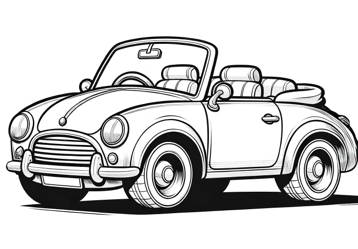 Mini convertible: Simple coloring page for download (Free)