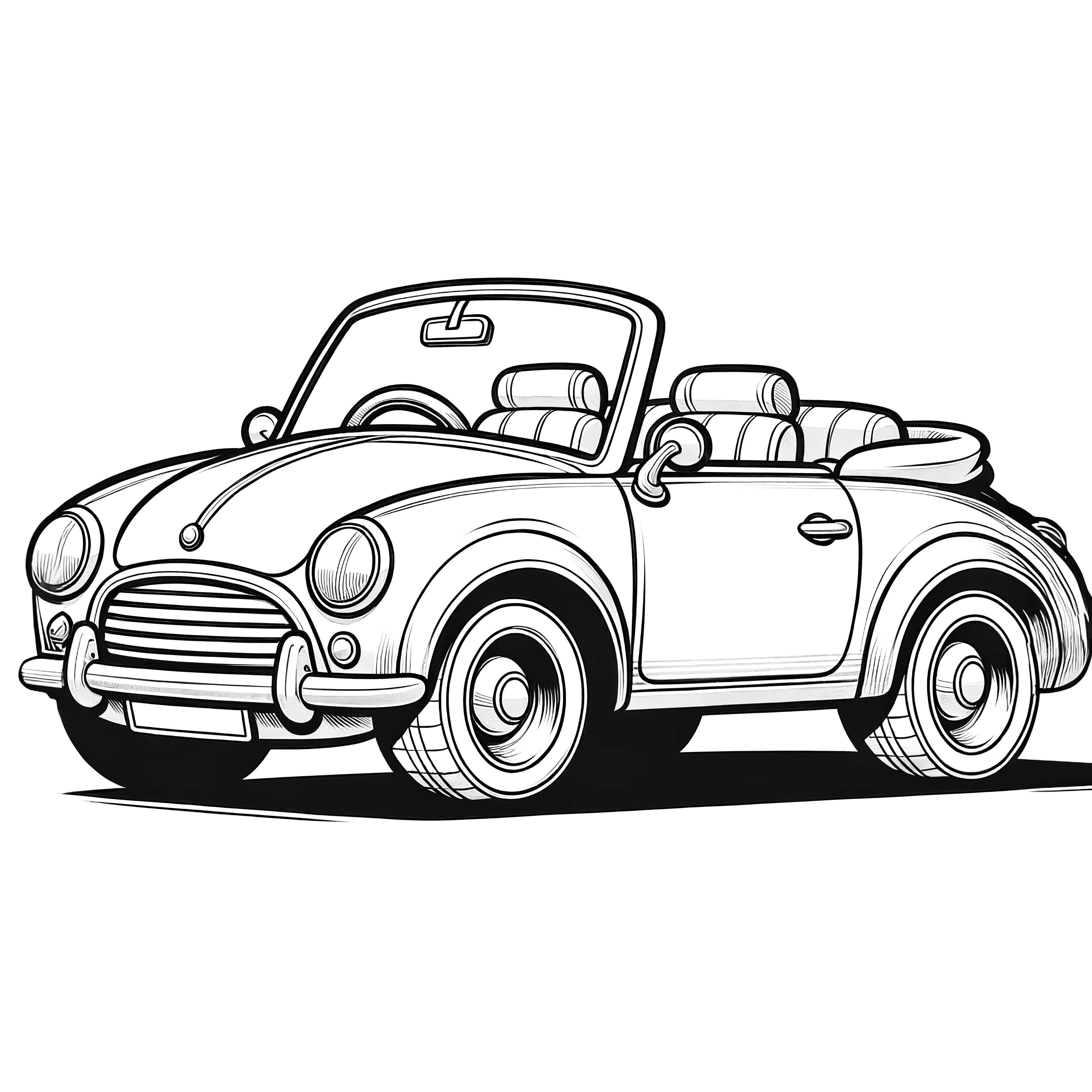 Mini convertible: Simple coloring page for download (Free)