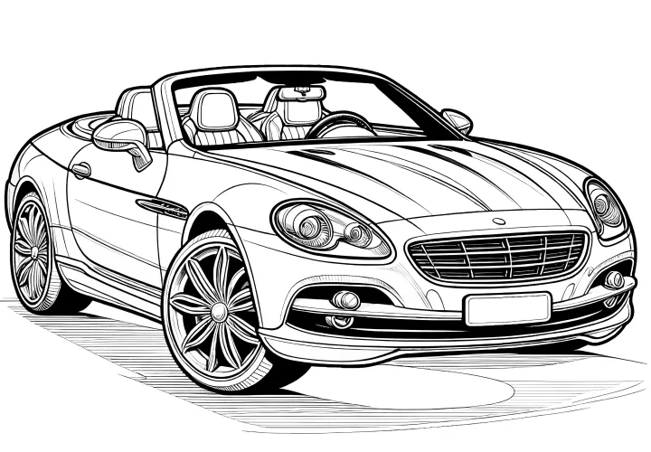 Sporty convertible: Free coloring picture for download