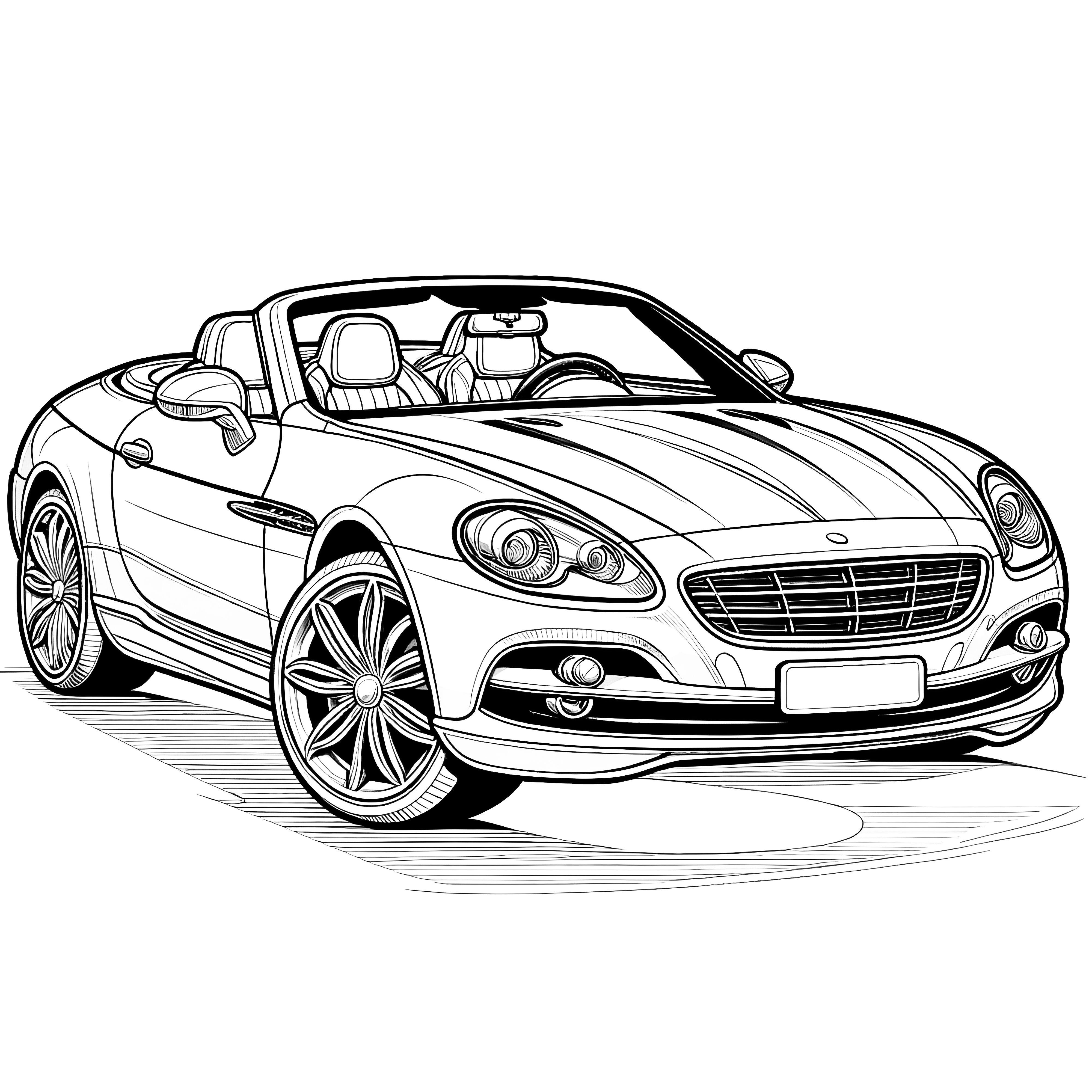 Sporty convertible: Free coloring picture for download