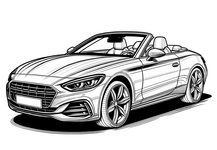 Luxurious convertible: coloring page for download (free)