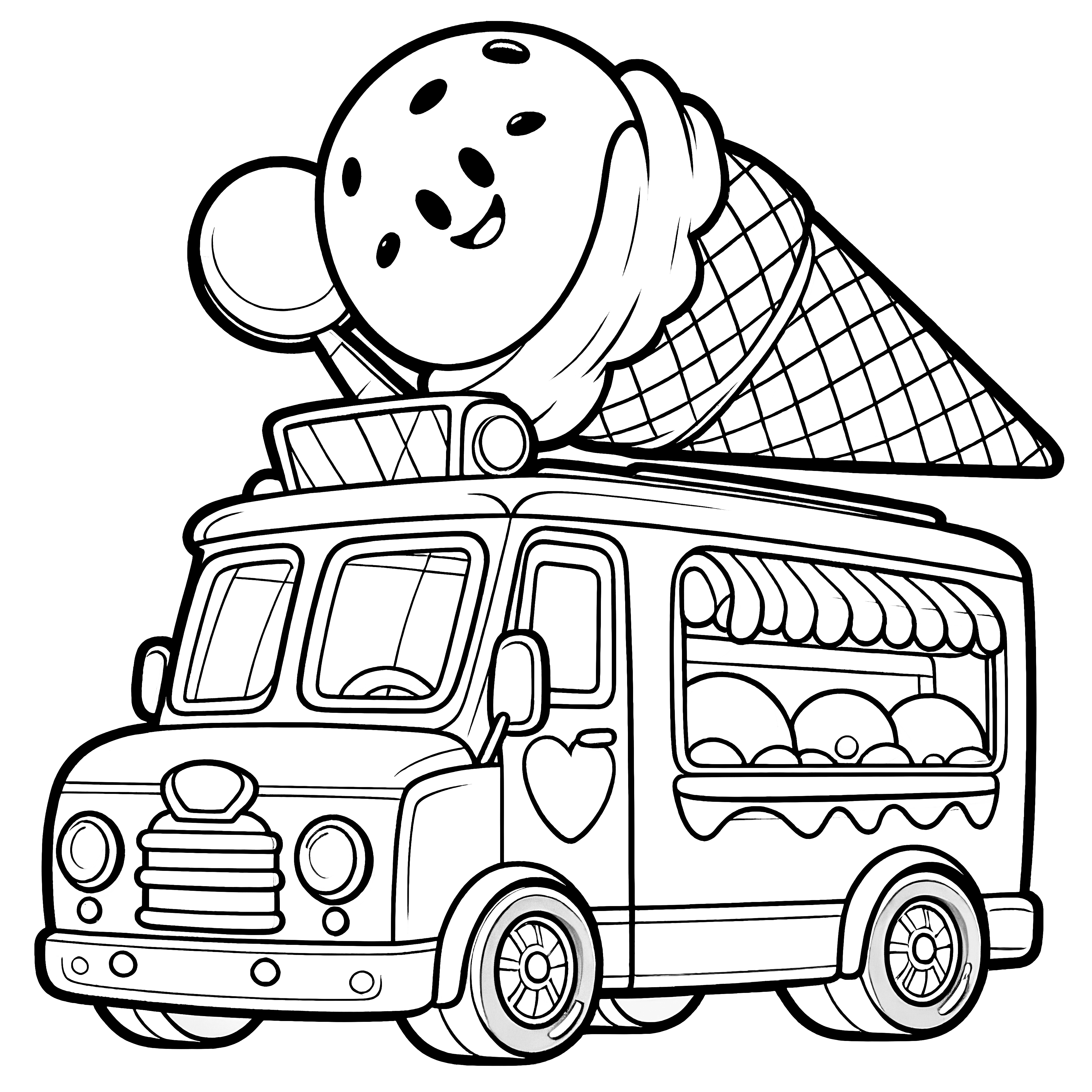 Creative ice cream truck: Coloring page for kids (Free)