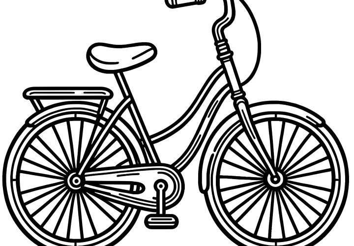 Vélo de dame avec selle : Coloriage simple pour enfants (Gratuit)